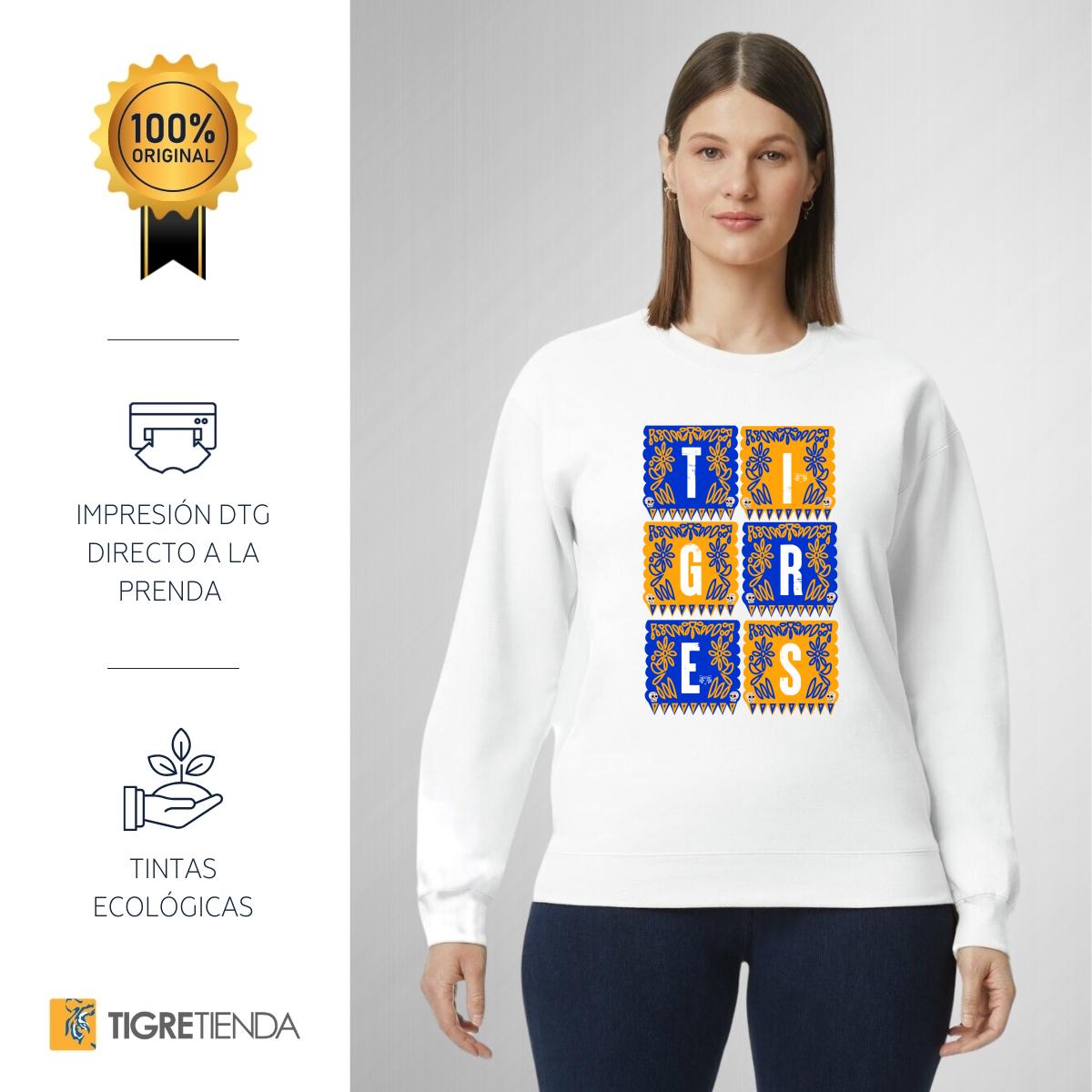 Sudadera Mujer Tigres UANL Día de Muertos Papel