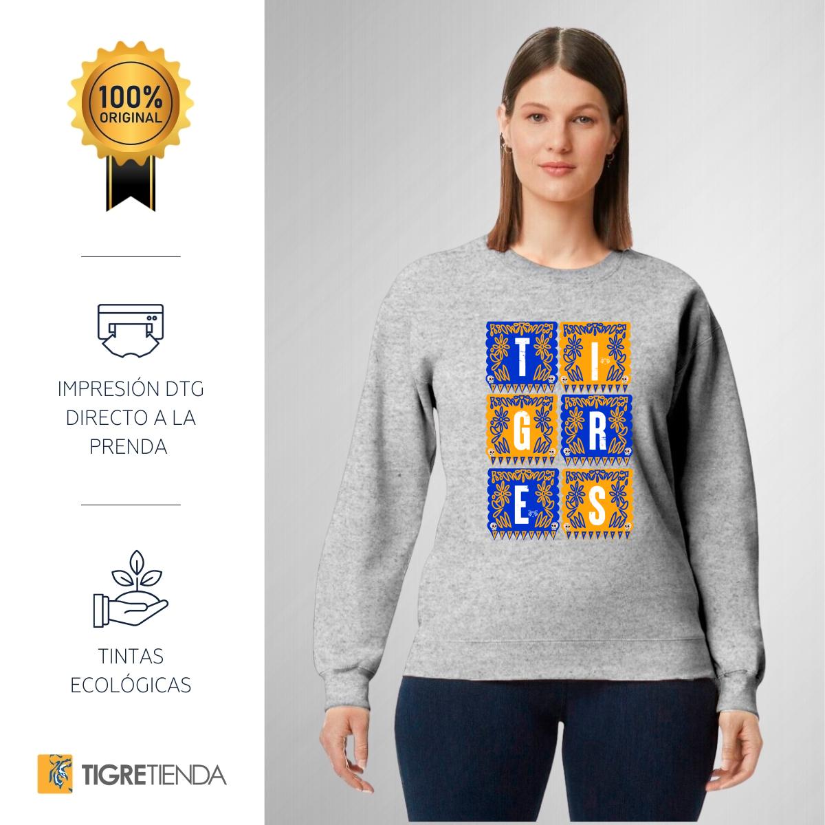 Sudadera Mujer Tigres UANL Día de Muertos Papel