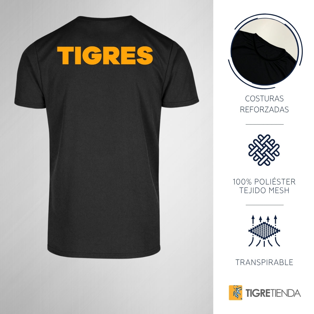 Playera Transpirable Hombre Tigres UANL Rostro Vinil