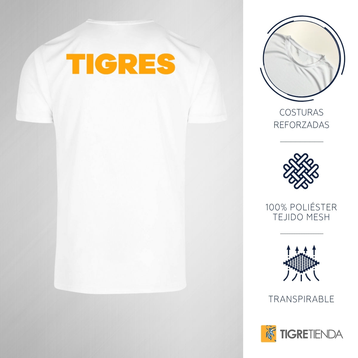 Playera Transpirable Hombre Tigres UANL Rostro Vinil