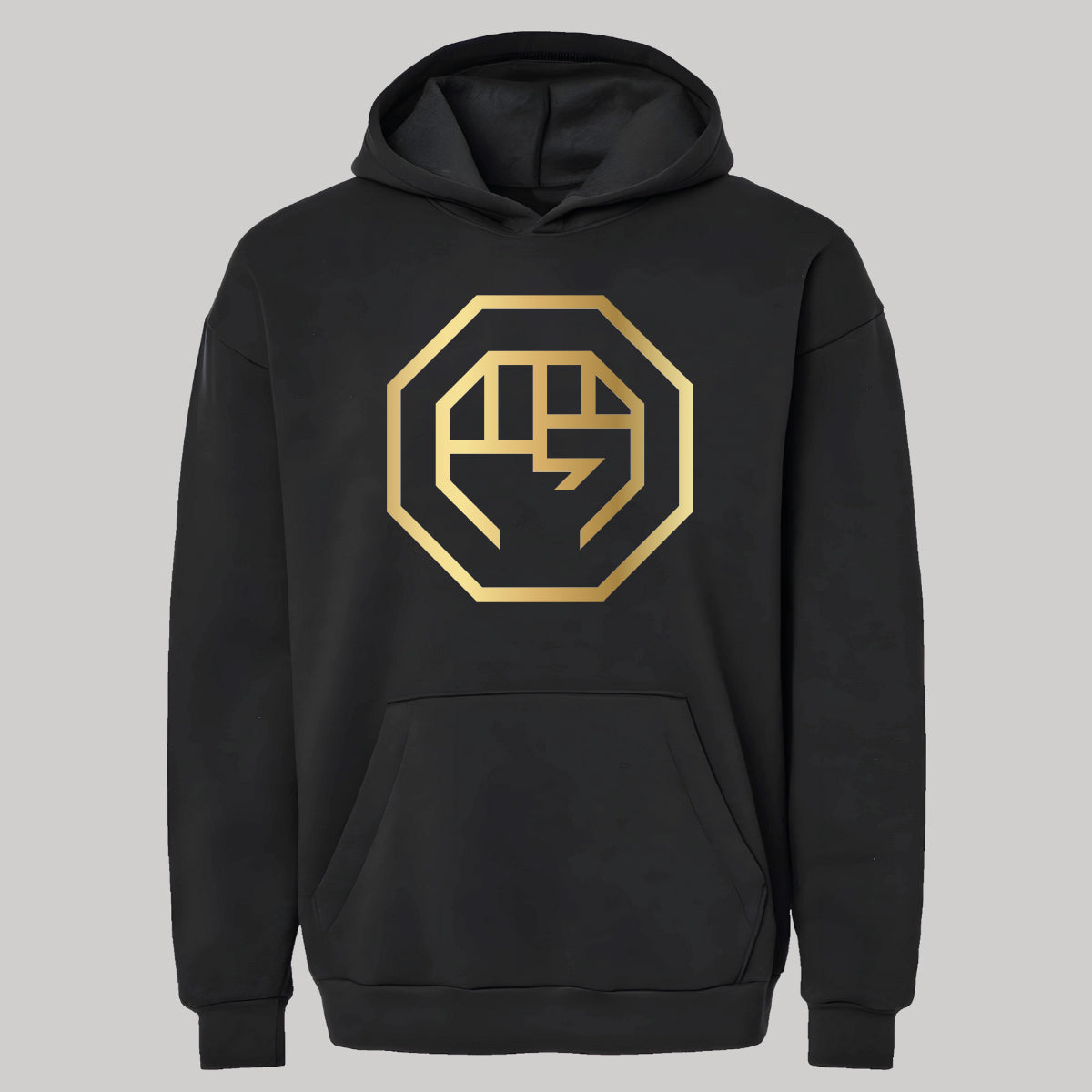 Hoodie Unisex Negra LUX FIGHT Logo Vinil