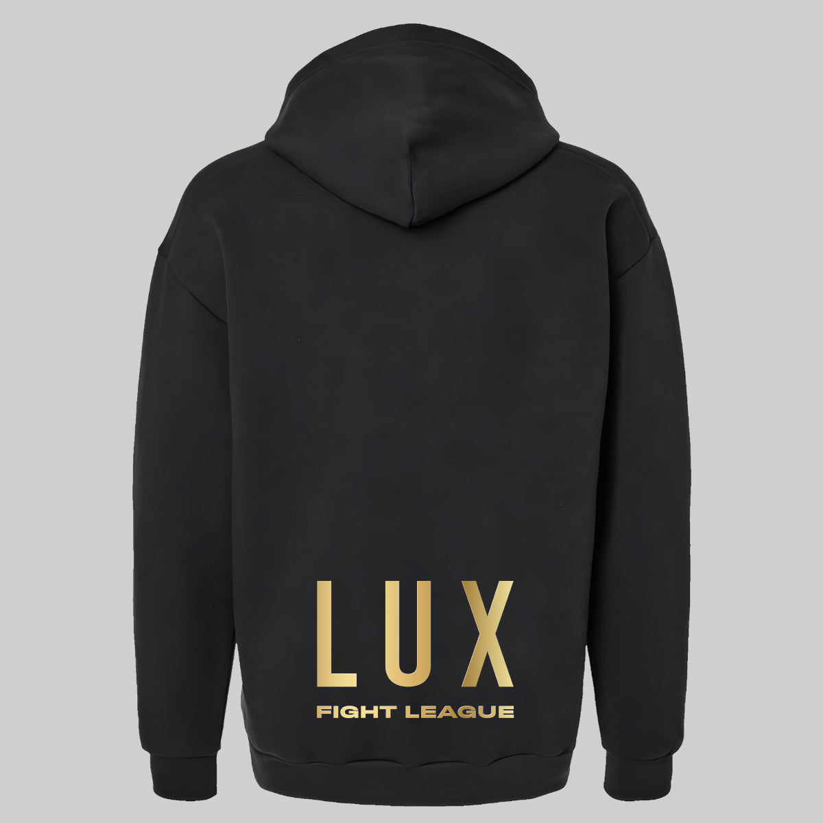 Hoodie Unisex Negra LUX FIGHT Logo Vinil