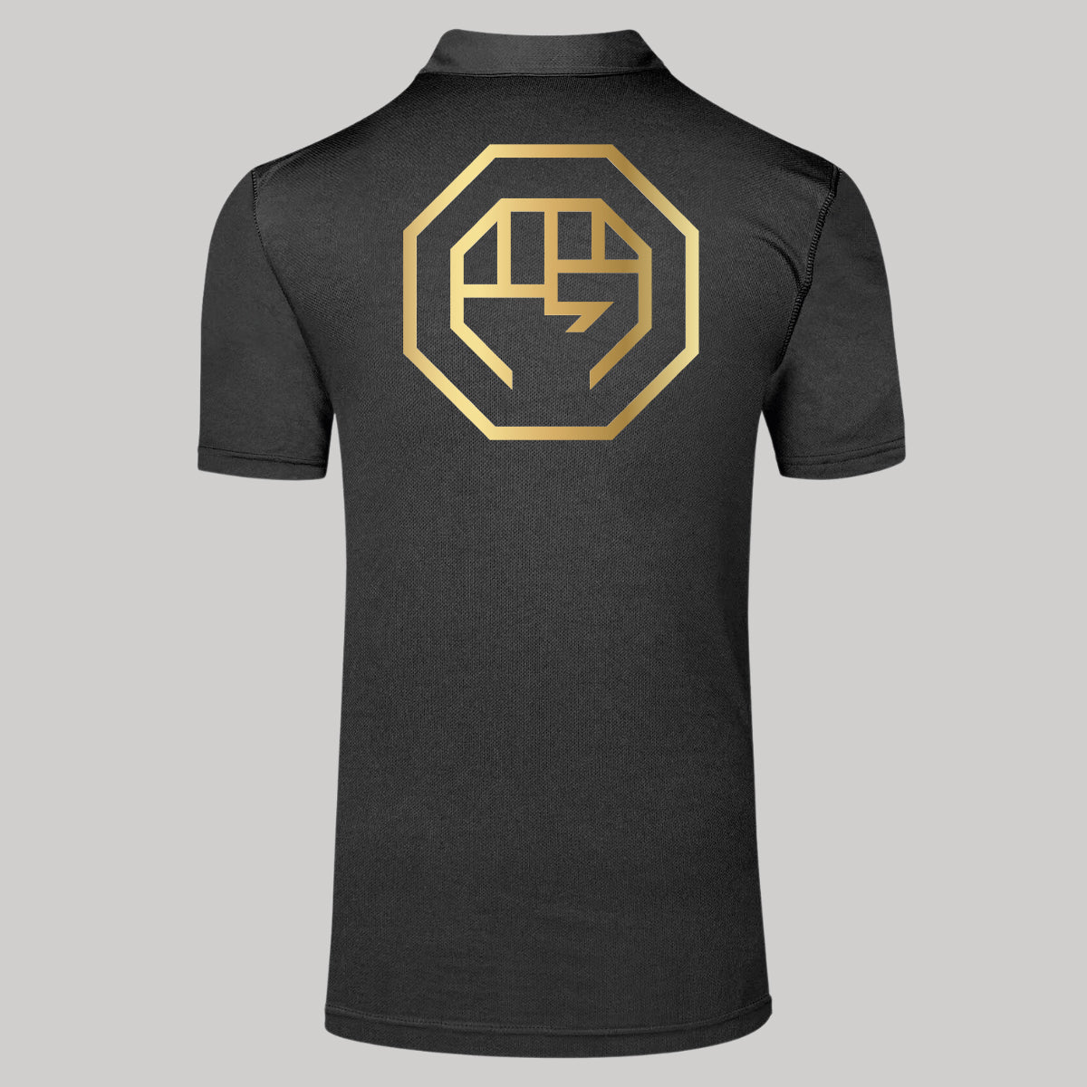 Playera Polo Negra de Hombre LUX FIGHT Escudo VINIL