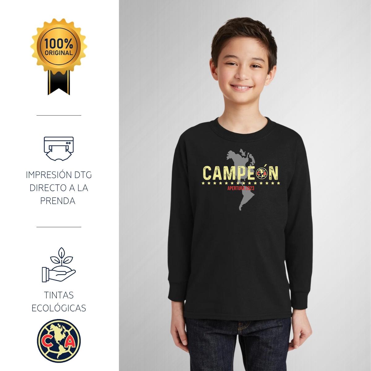 Playera M Larga Niños América Campeón AP 2023