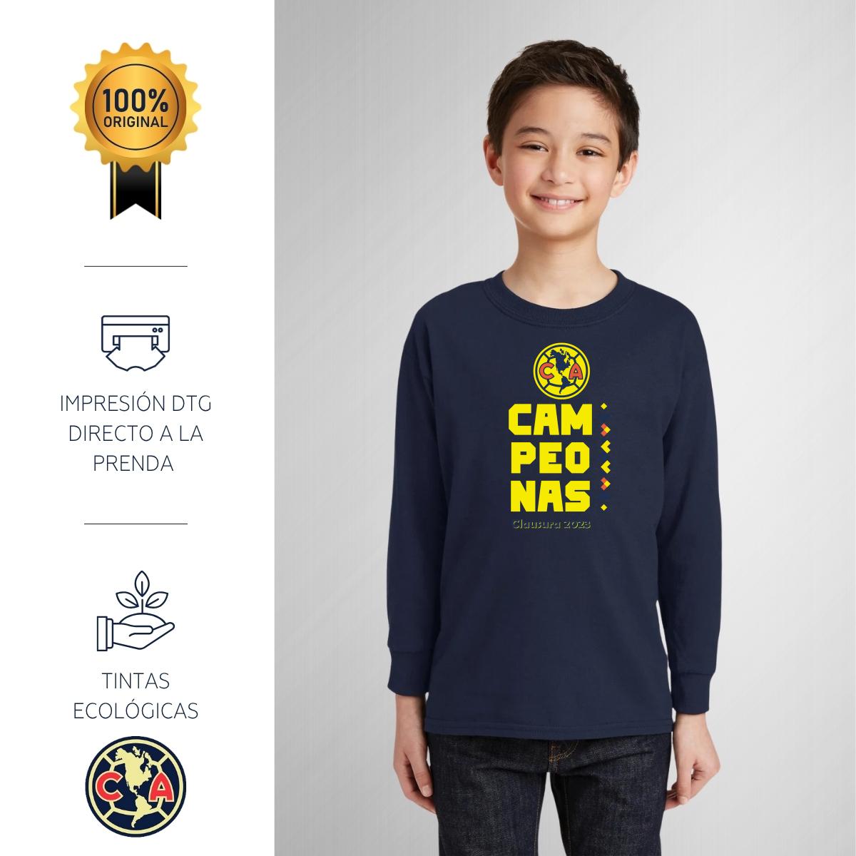 Playera M Larga Niños América Campeonas Cl 2023
