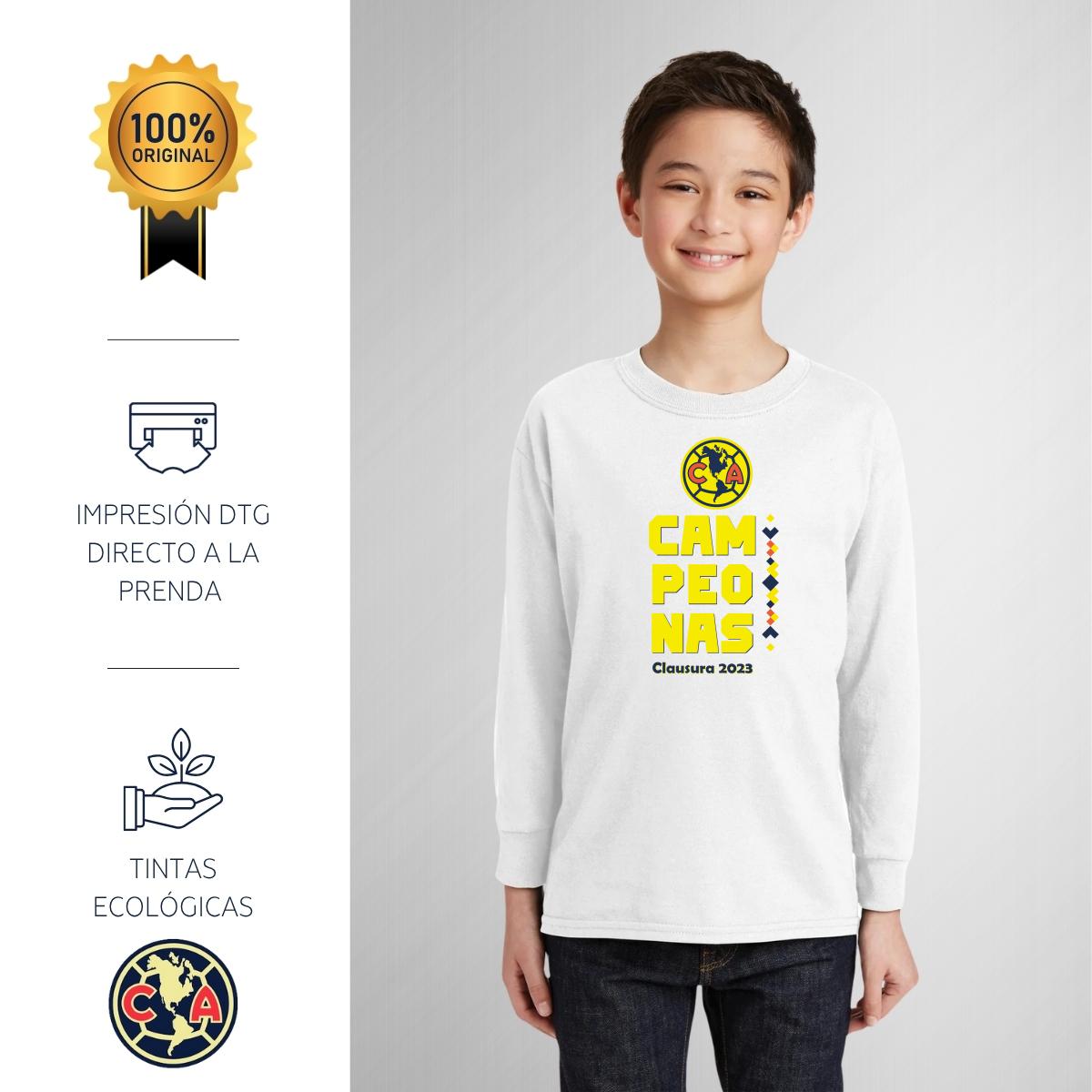 Playera M Larga Niños América Campeonas Cl 2023