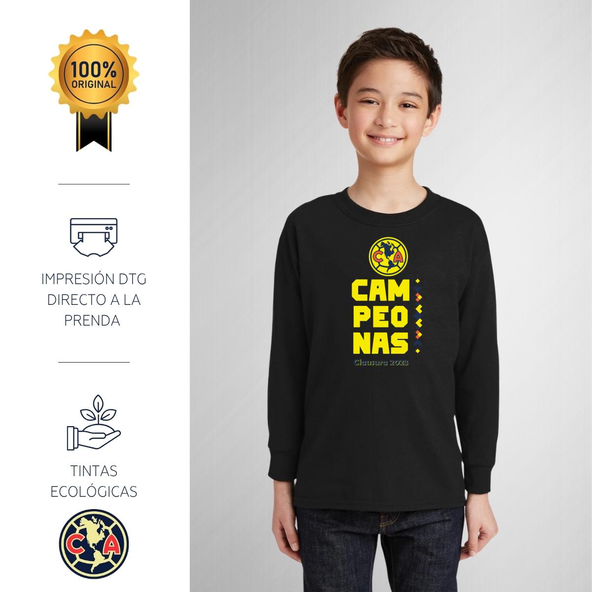 Playera M Larga Niños América Campeonas Cl 2023