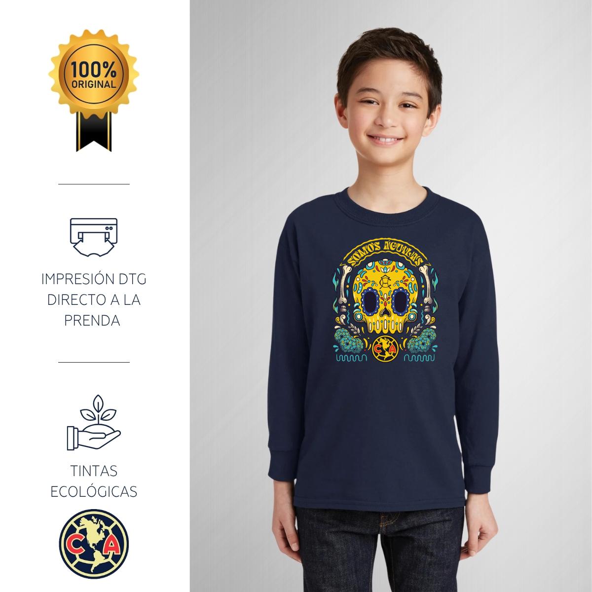 Playera M Larga Niños América Día de Muertos