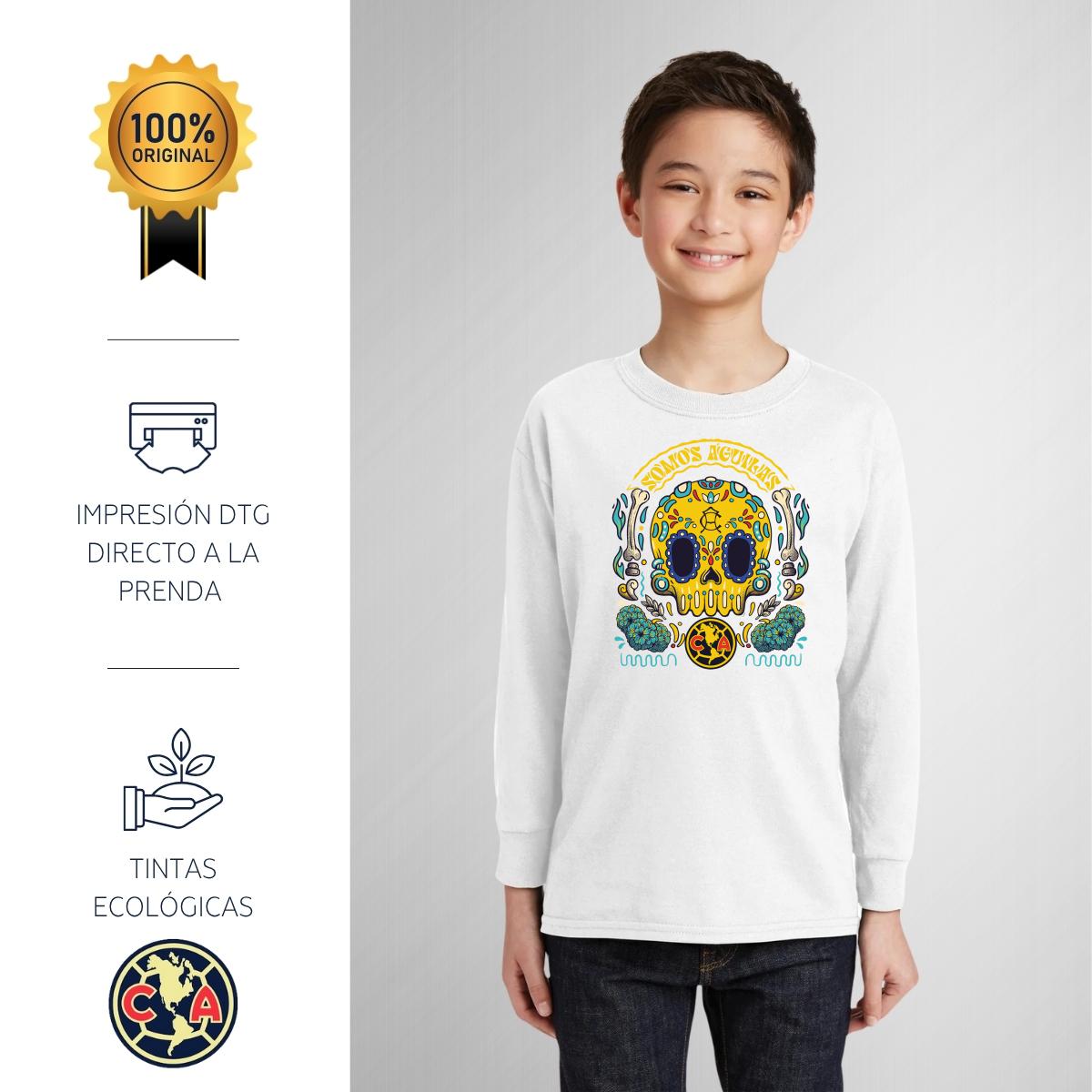 Playera M Larga Niños América Día de Muertos