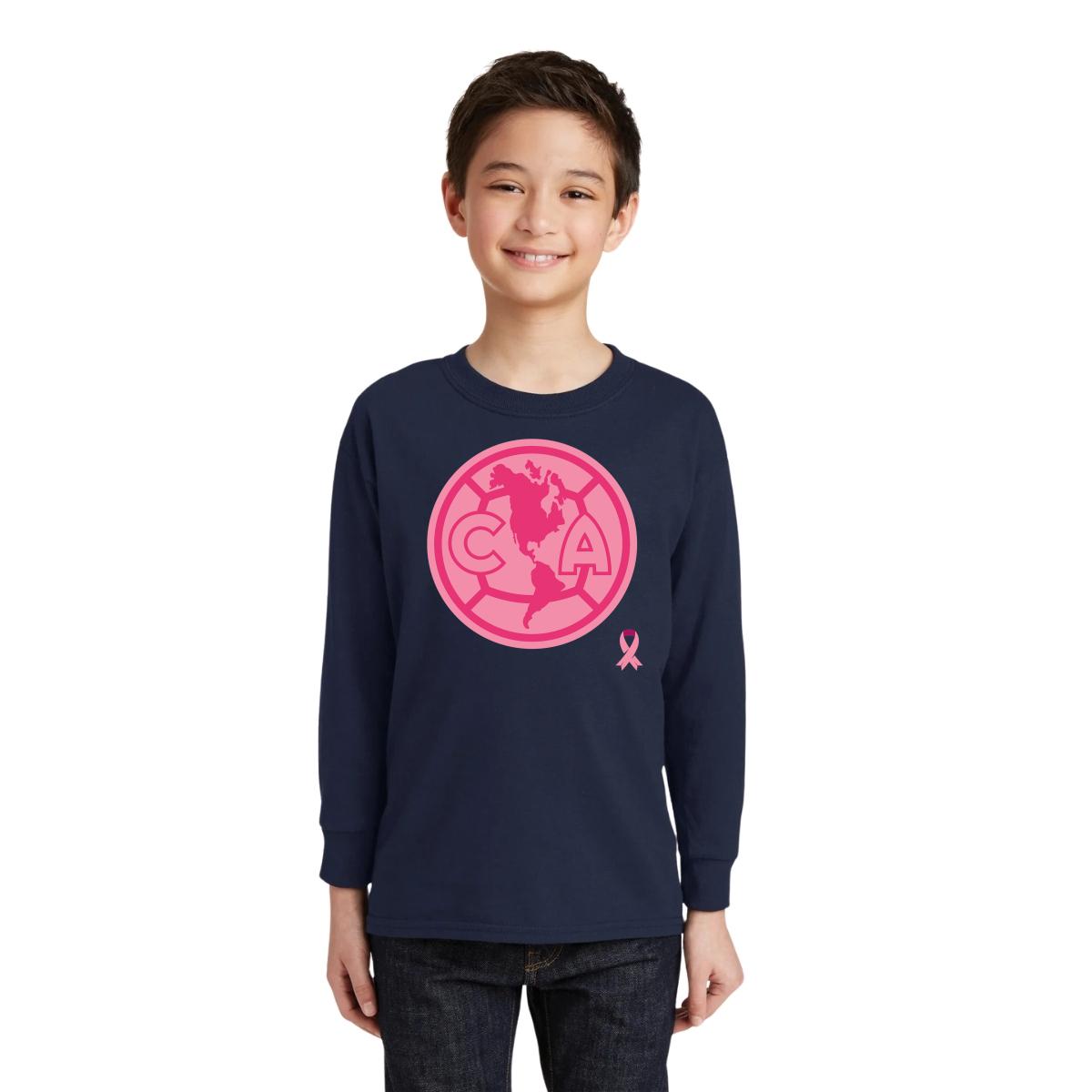 Playera M Larga Niños América Logo Rosa