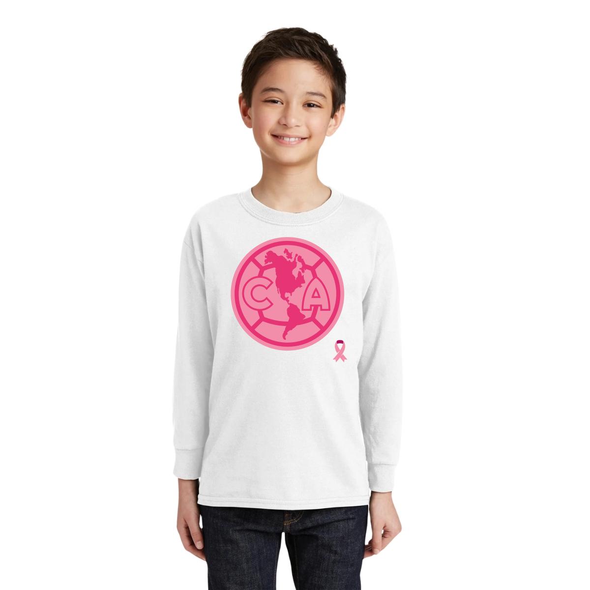 Playera M Larga Niños América Logo Rosa