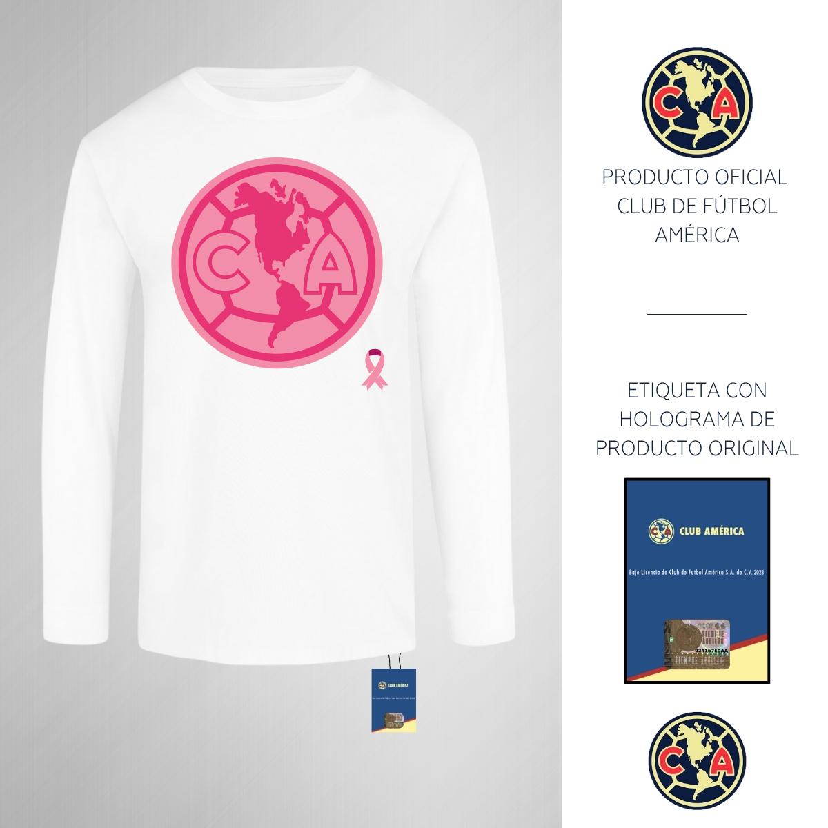 Playera M Larga Niños América Logo Rosa