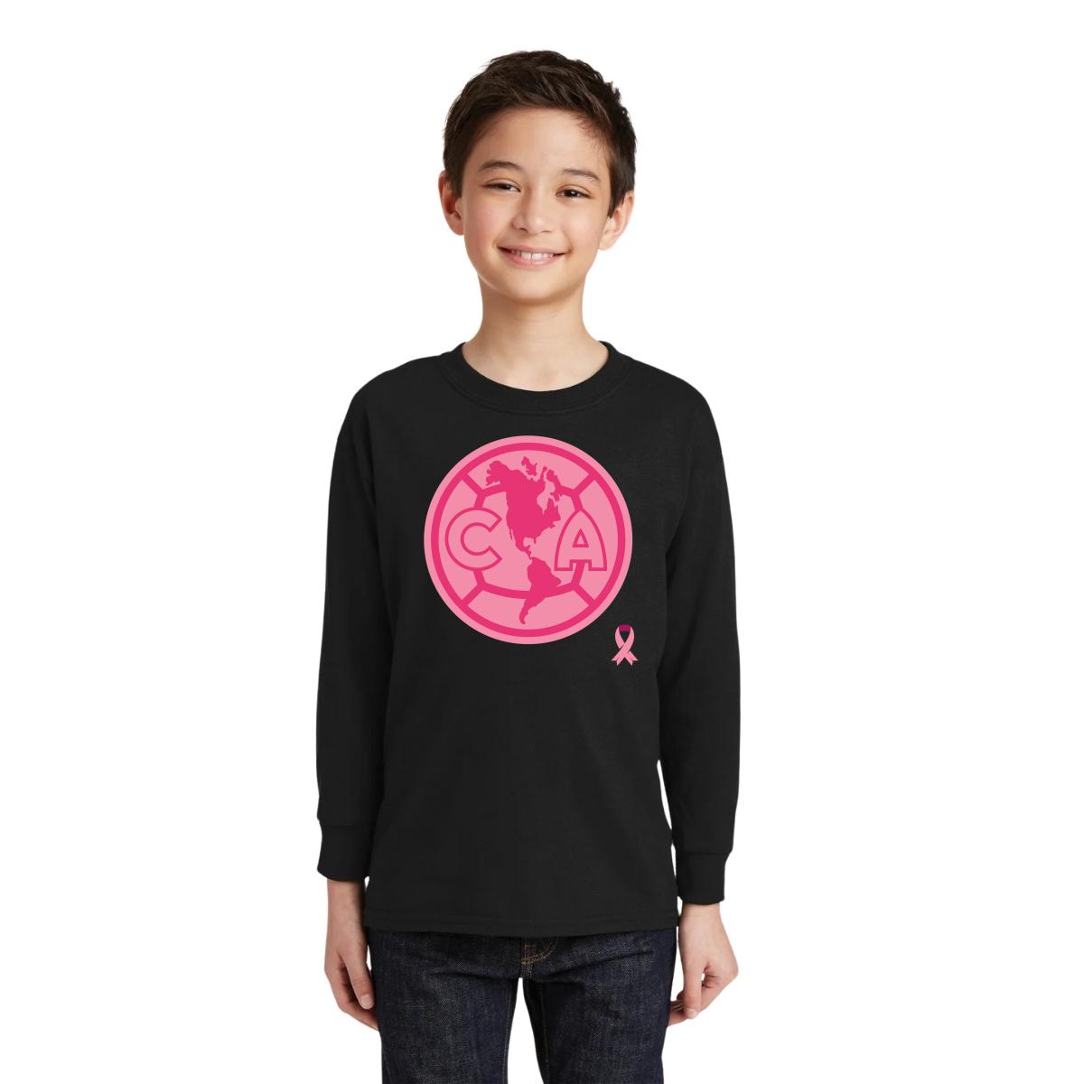 Playera M Larga Niños América Logo Rosa