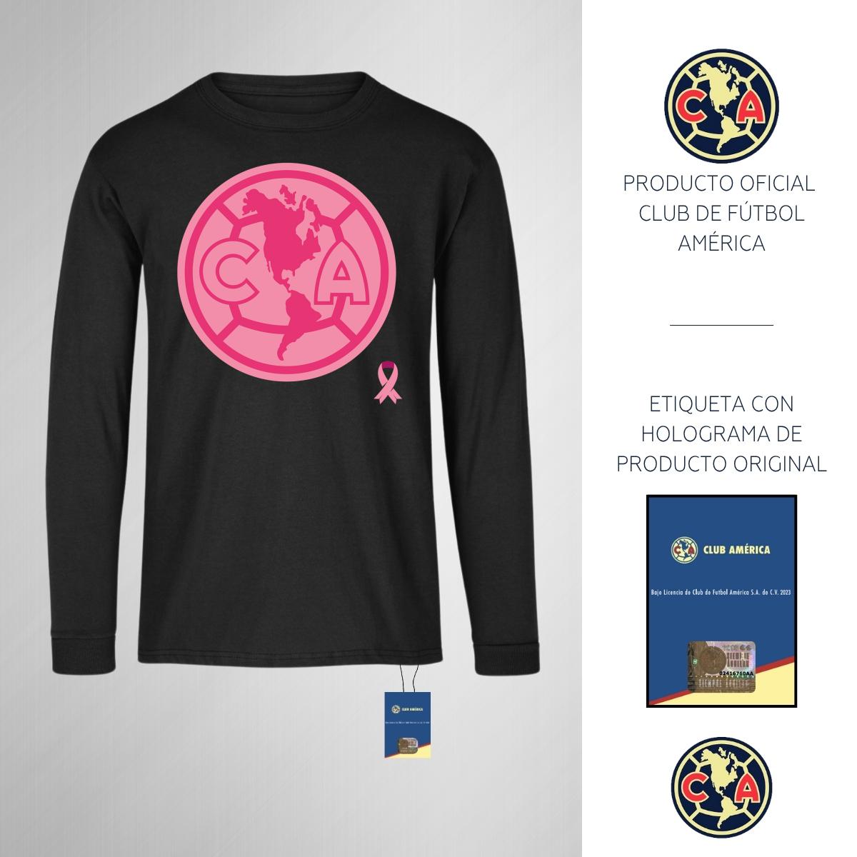 Playera M Larga Niños América Logo Rosa