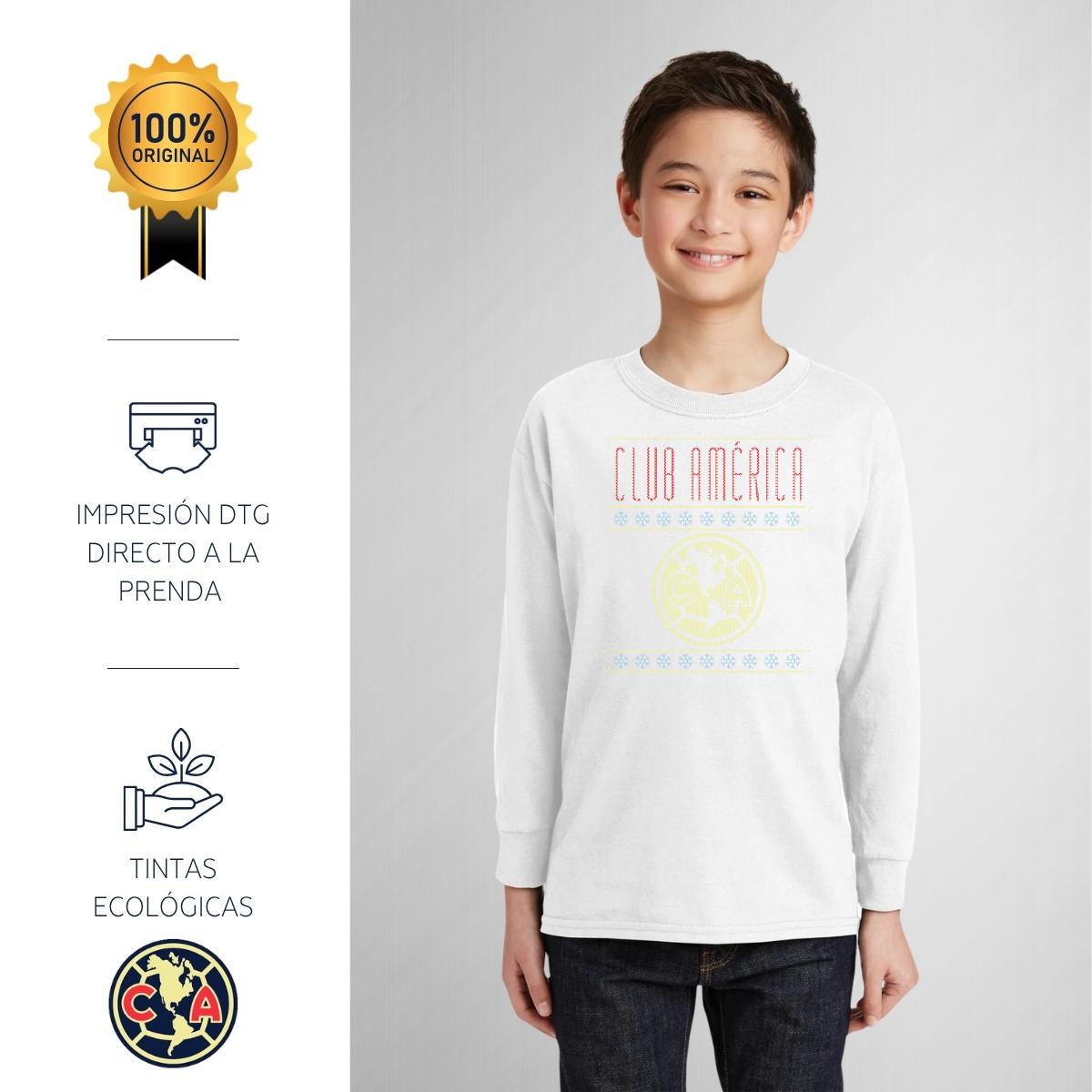 Playera M Larga Niños América Navideña