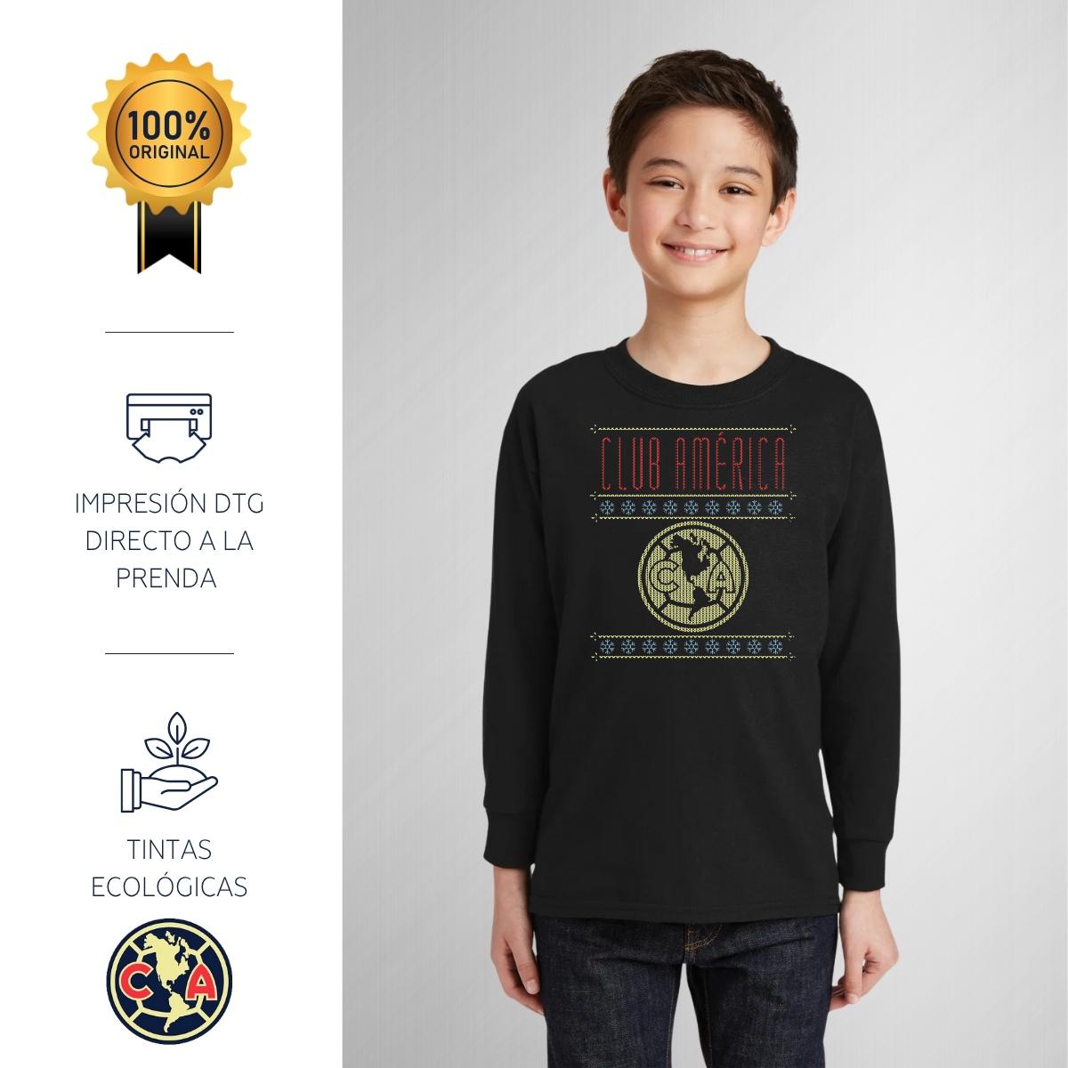 Playera M Larga Niños América Navideña
