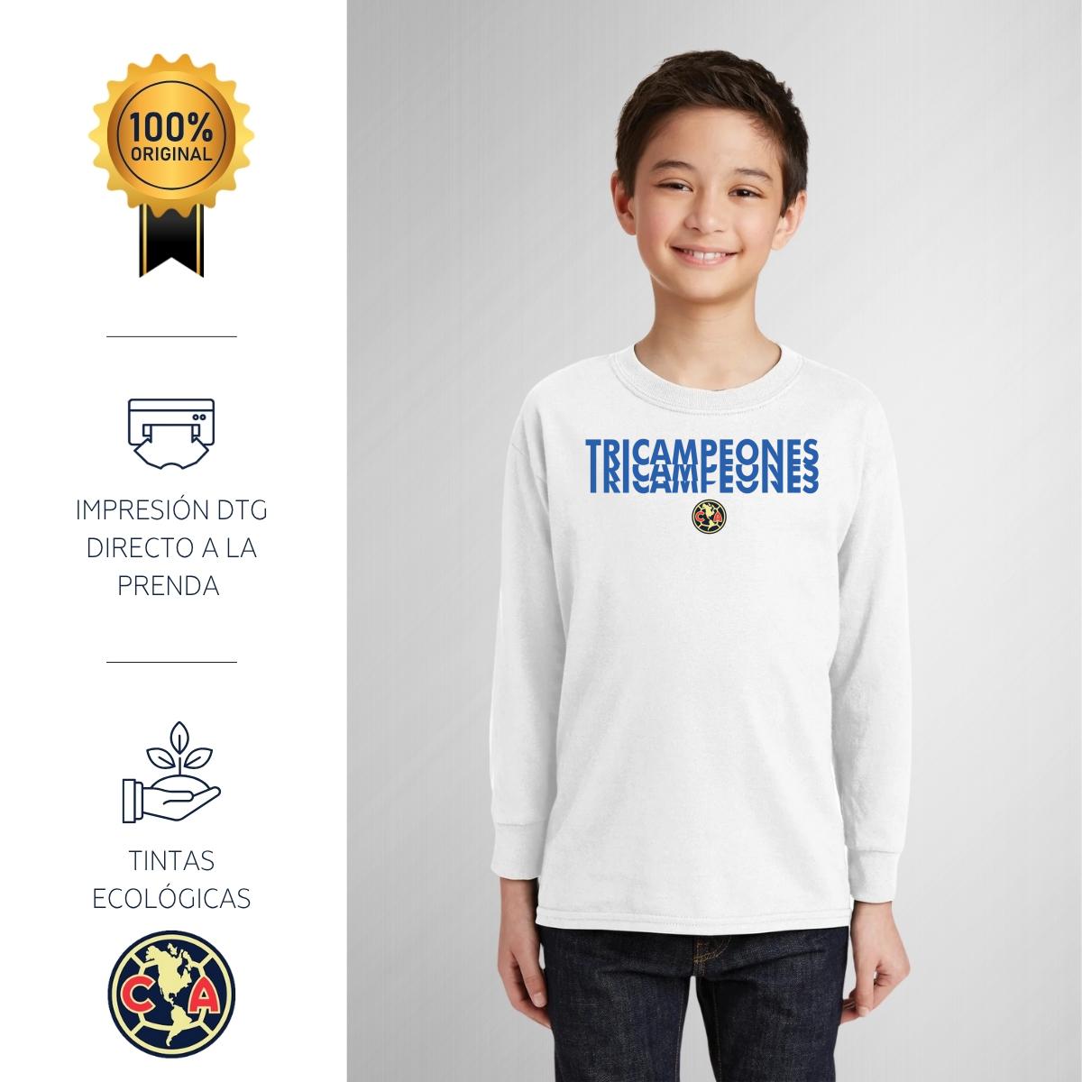 Playera M Larga Niños América Tricampeones