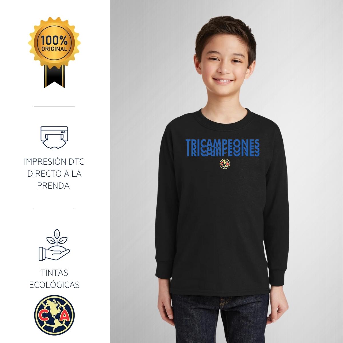 Playera M Larga Niños América Tricampeones