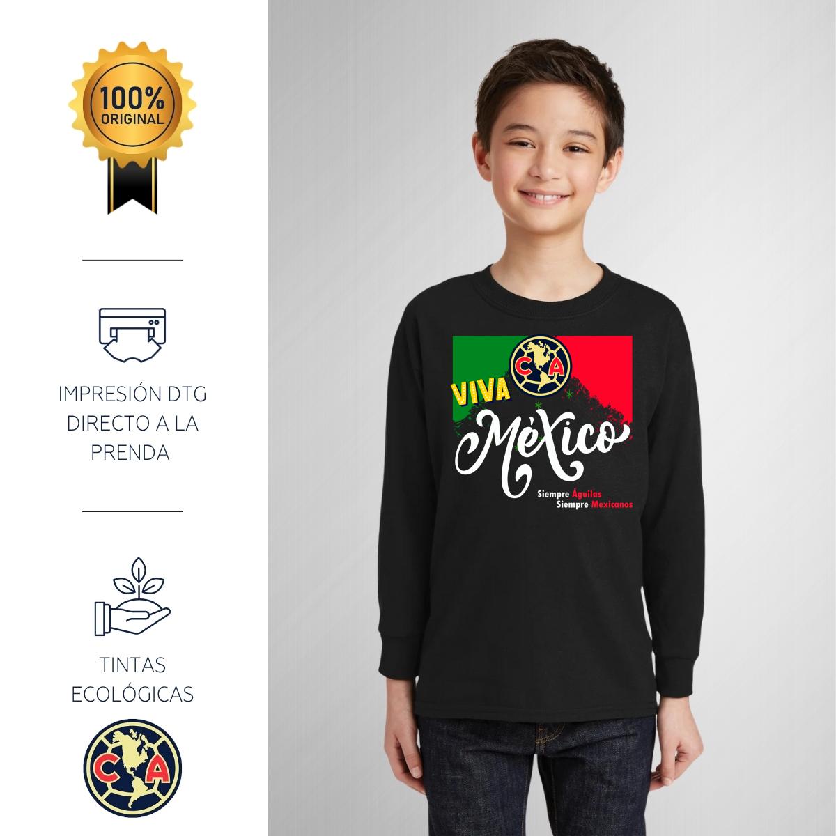 Playera M Larga Niños América Viva México