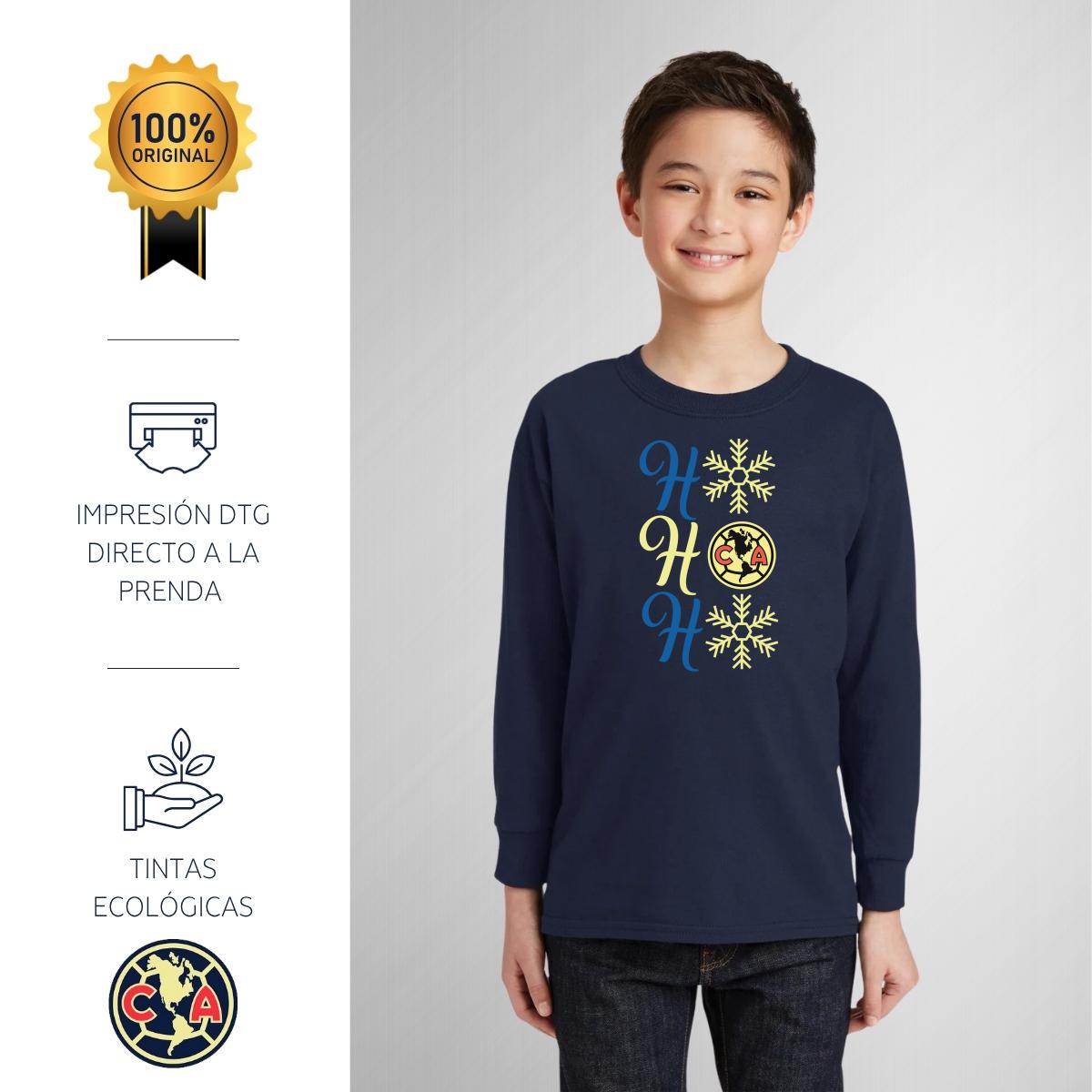 Playera M Larga Niños América Ho Ho Ho