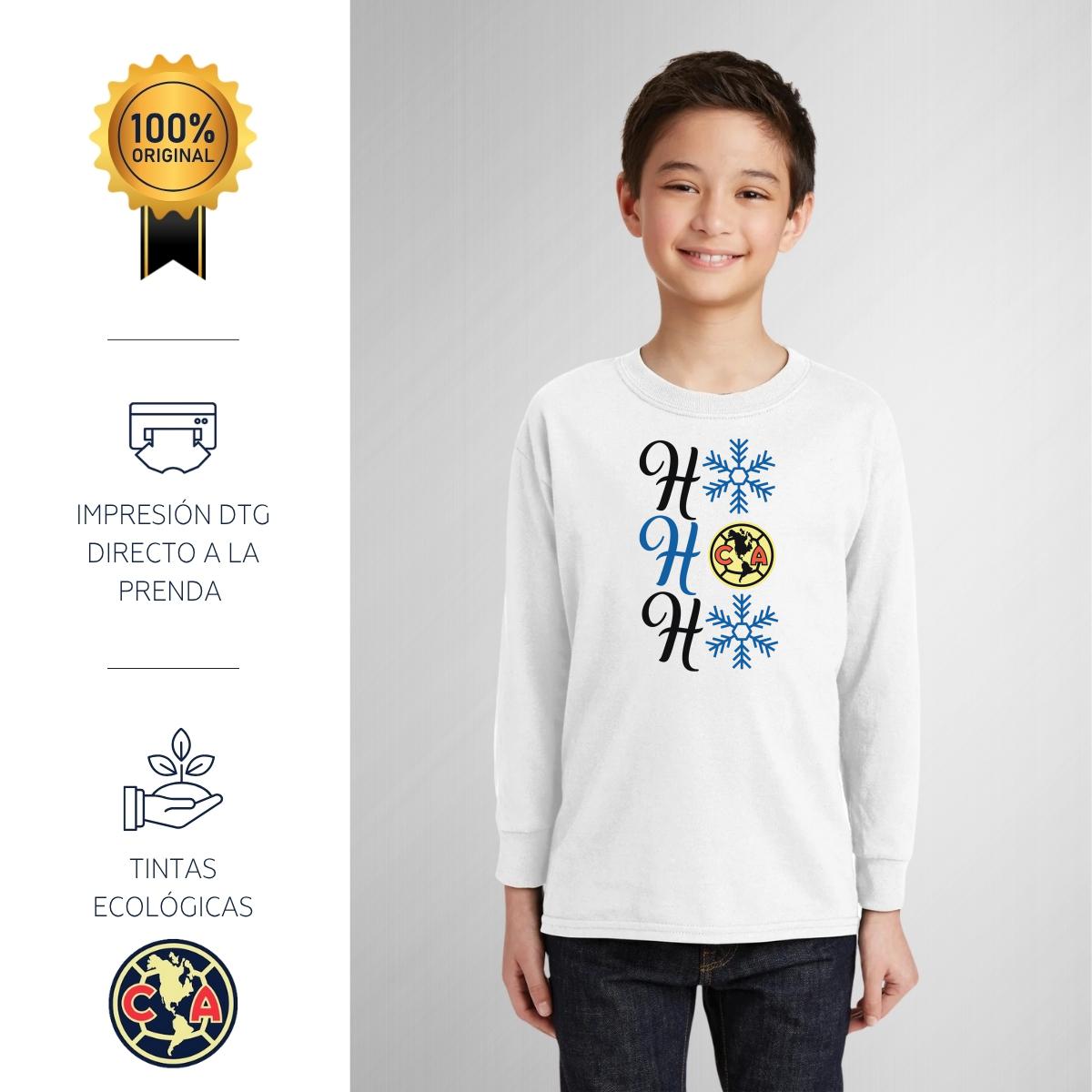 Playera M Larga Niños América Ho Ho Ho