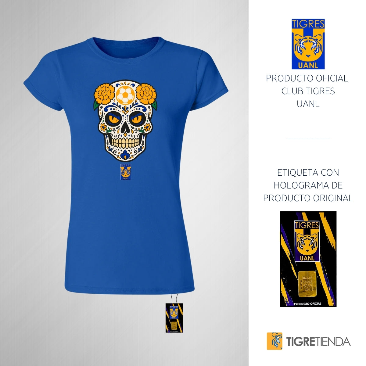 Playera Mujer Tigres UANL Calavera