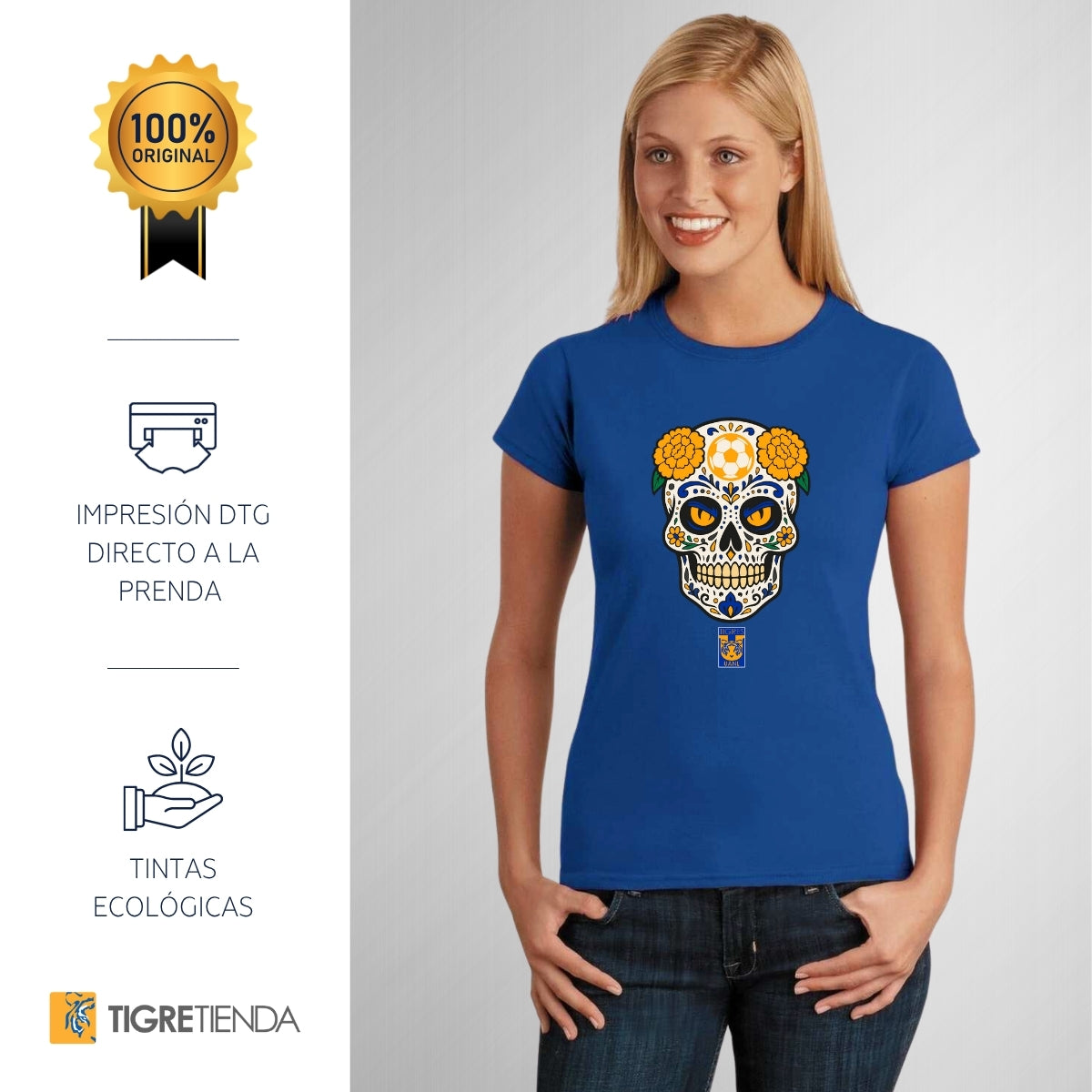 Playera Mujer Tigres UANL Calavera