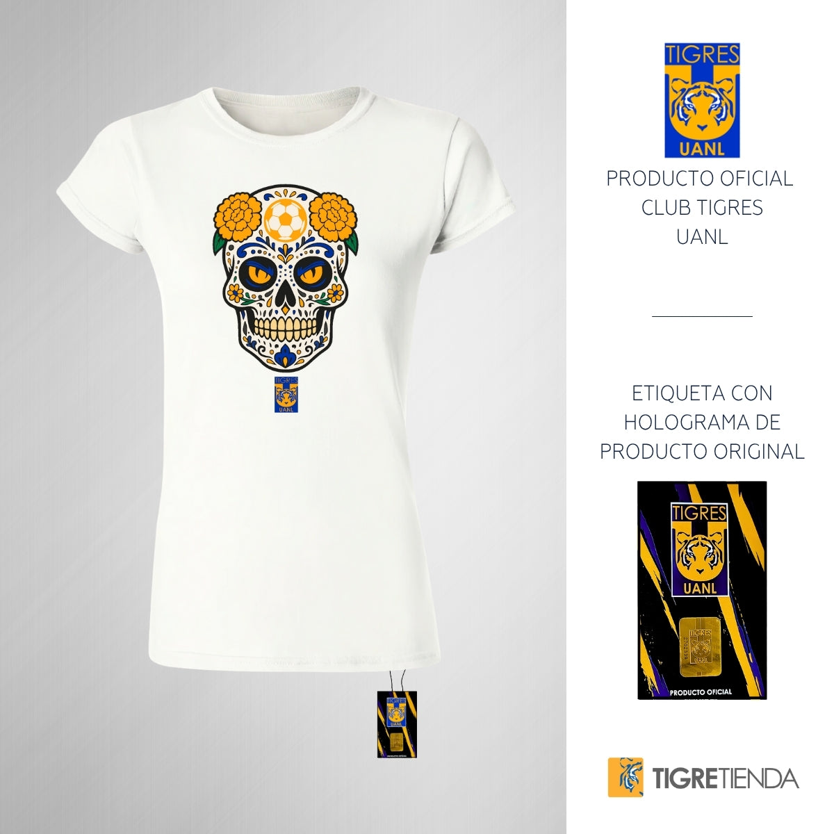 Playera Mujer Tigres UANL Calavera