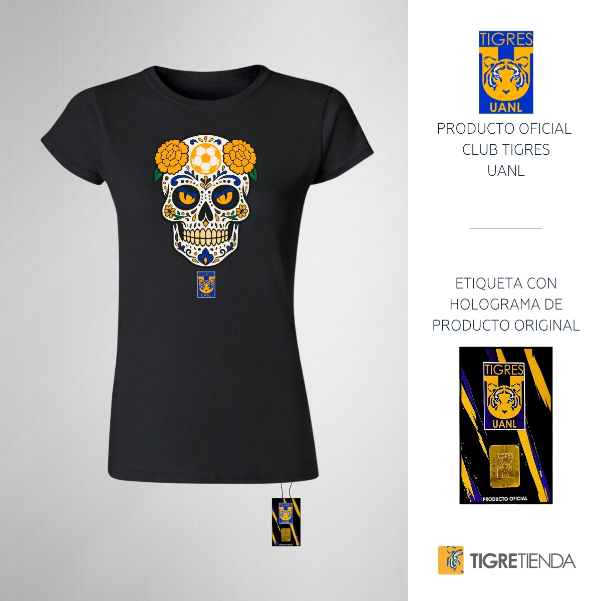 Playera Mujer Tigres UANL Calavera