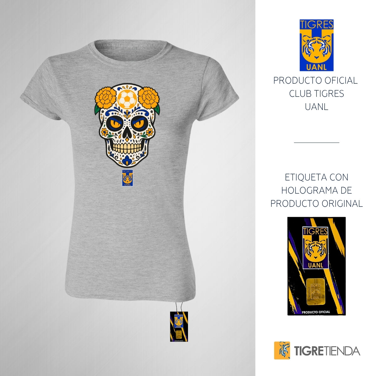 Playera Mujer Tigres UANL Calavera