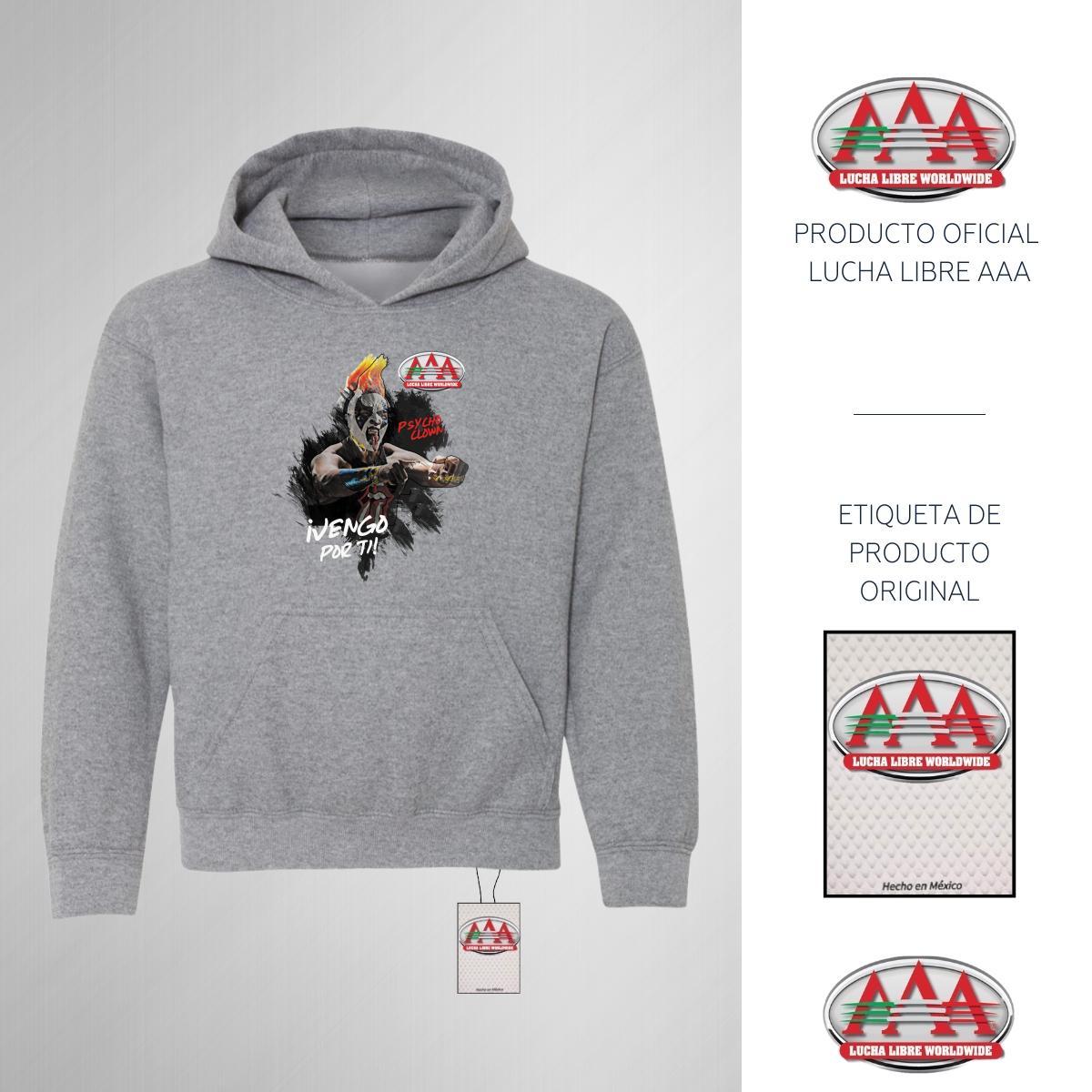 Sudadera Niños Hoodie Lucha Libre AAA Psycho Clown Vengo por ti