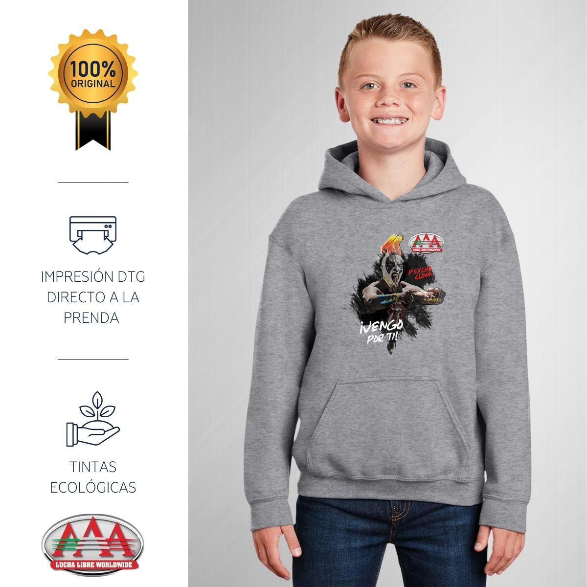 Sudadera Niños Hoodie Lucha Libre AAA Psycho Clown Vengo por ti
