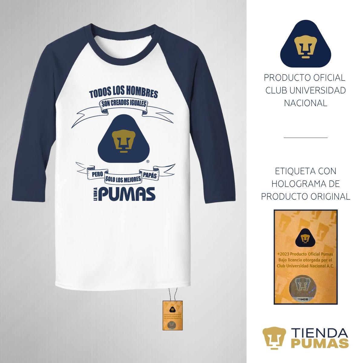 Playera Raglán Manga 3/4 Hombre Pumas UNAM El mejor Papá