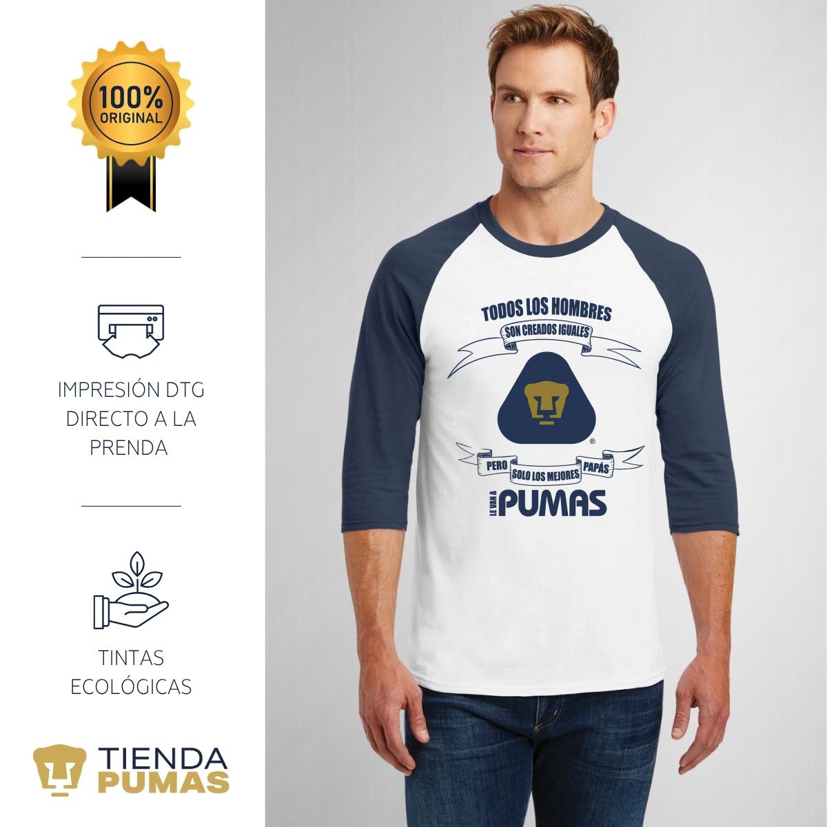 Playera Raglán Manga 3/4 Hombre Pumas UNAM El mejor Papá