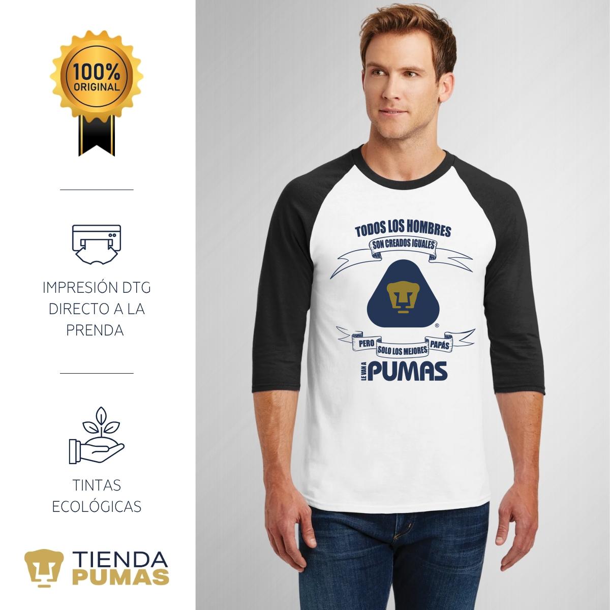 Playera Raglán Manga 3/4 Hombre Pumas UNAM El mejor Papá