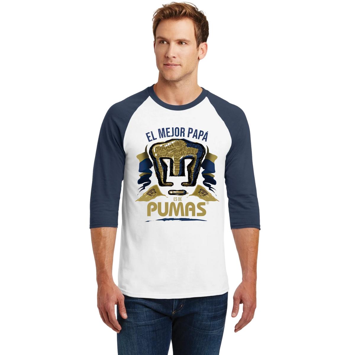 Playera Raglán Manga 3/4 Hombre Pumas UNAM Mejor Papá Pumas