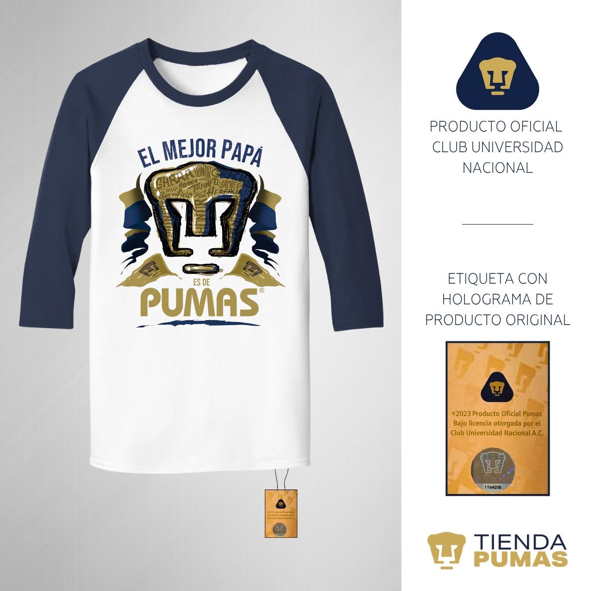 Playera Raglán Manga 3/4 Hombre Pumas UNAM Mejor Papá Pumas