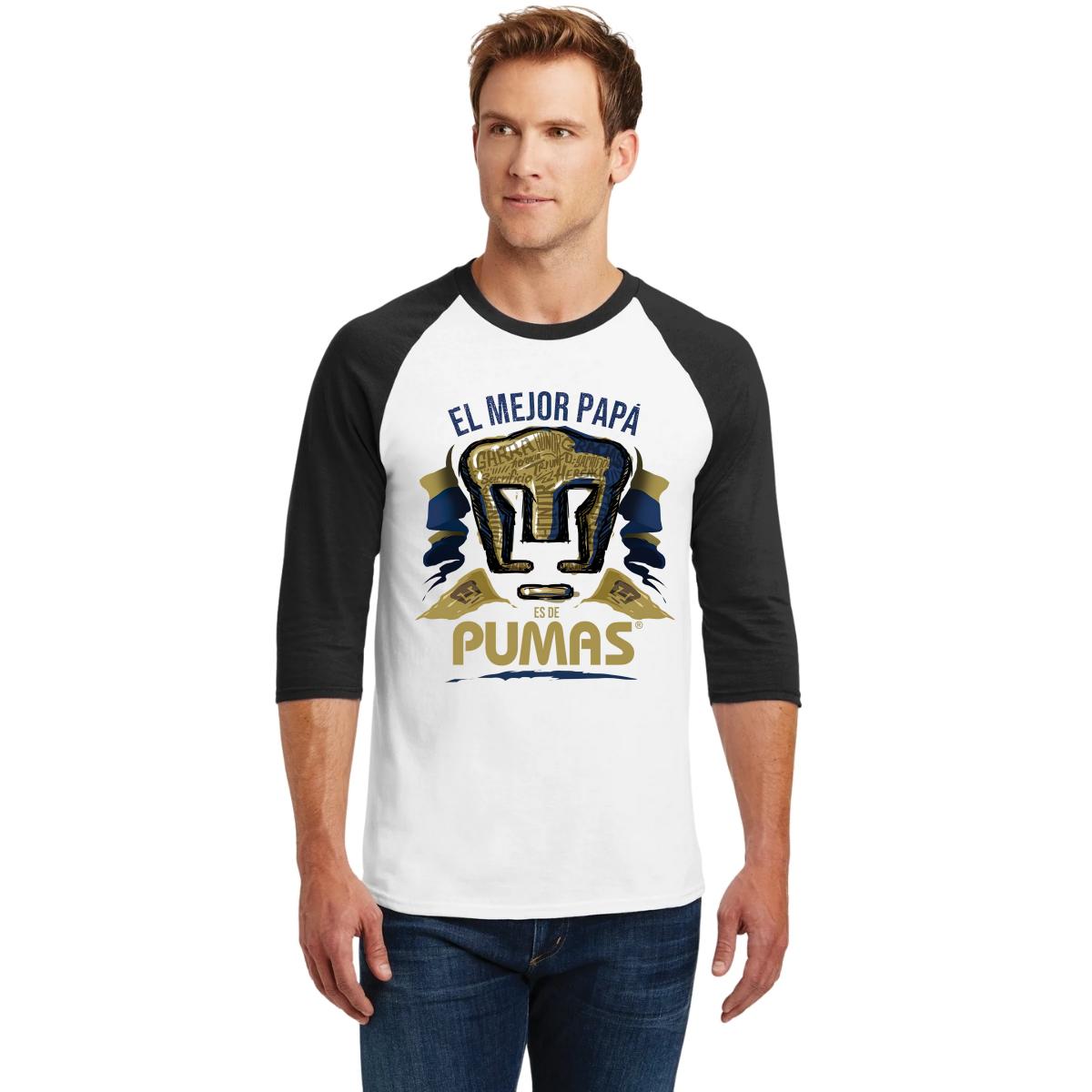Playera Raglán Manga 3/4 Hombre Pumas UNAM Mejor Papá Pumas
