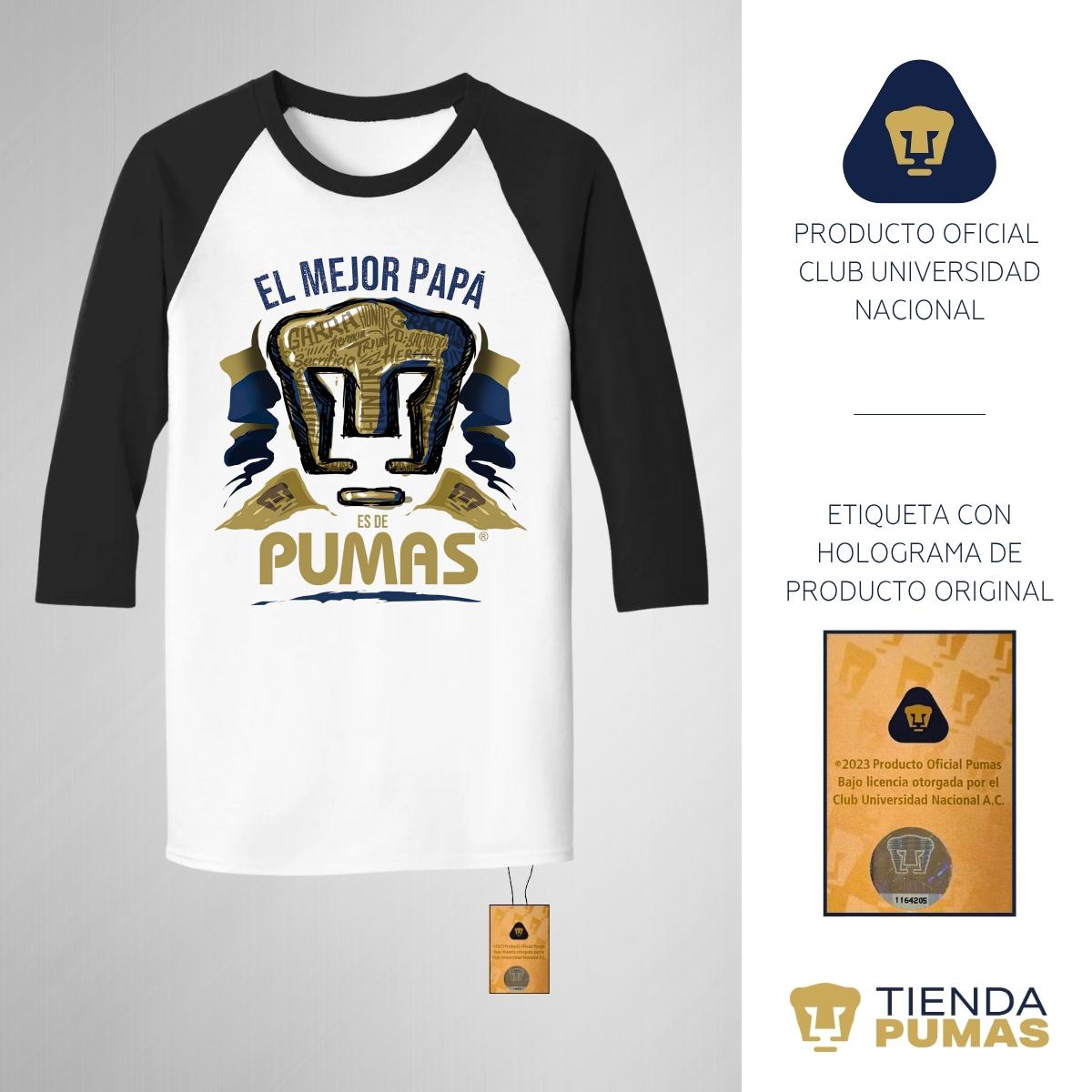 Playera Raglán Manga 3/4 Hombre Pumas UNAM Mejor Papá Pumas