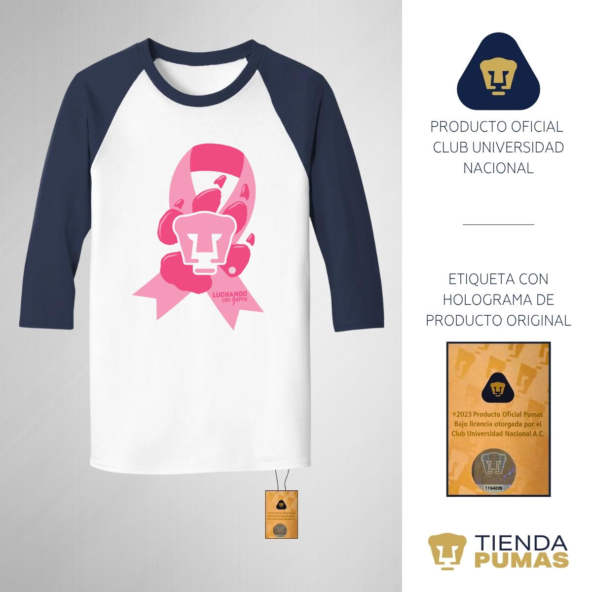 Playera Raglán Manga 3/4 Hombre Pumas UNAM Luchando con garra