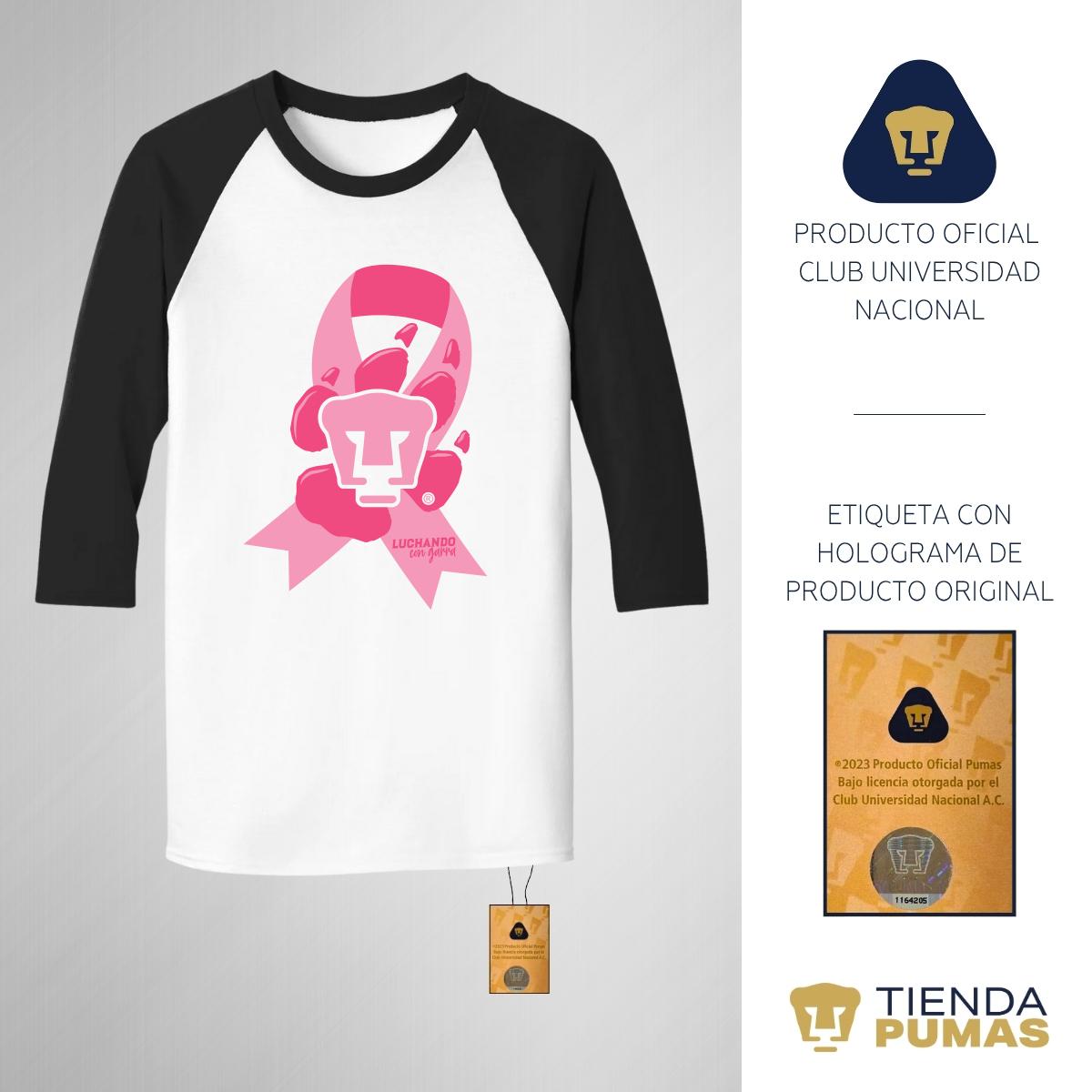 Playera Raglán Manga 3/4 Hombre Pumas UNAM Luchando con garra