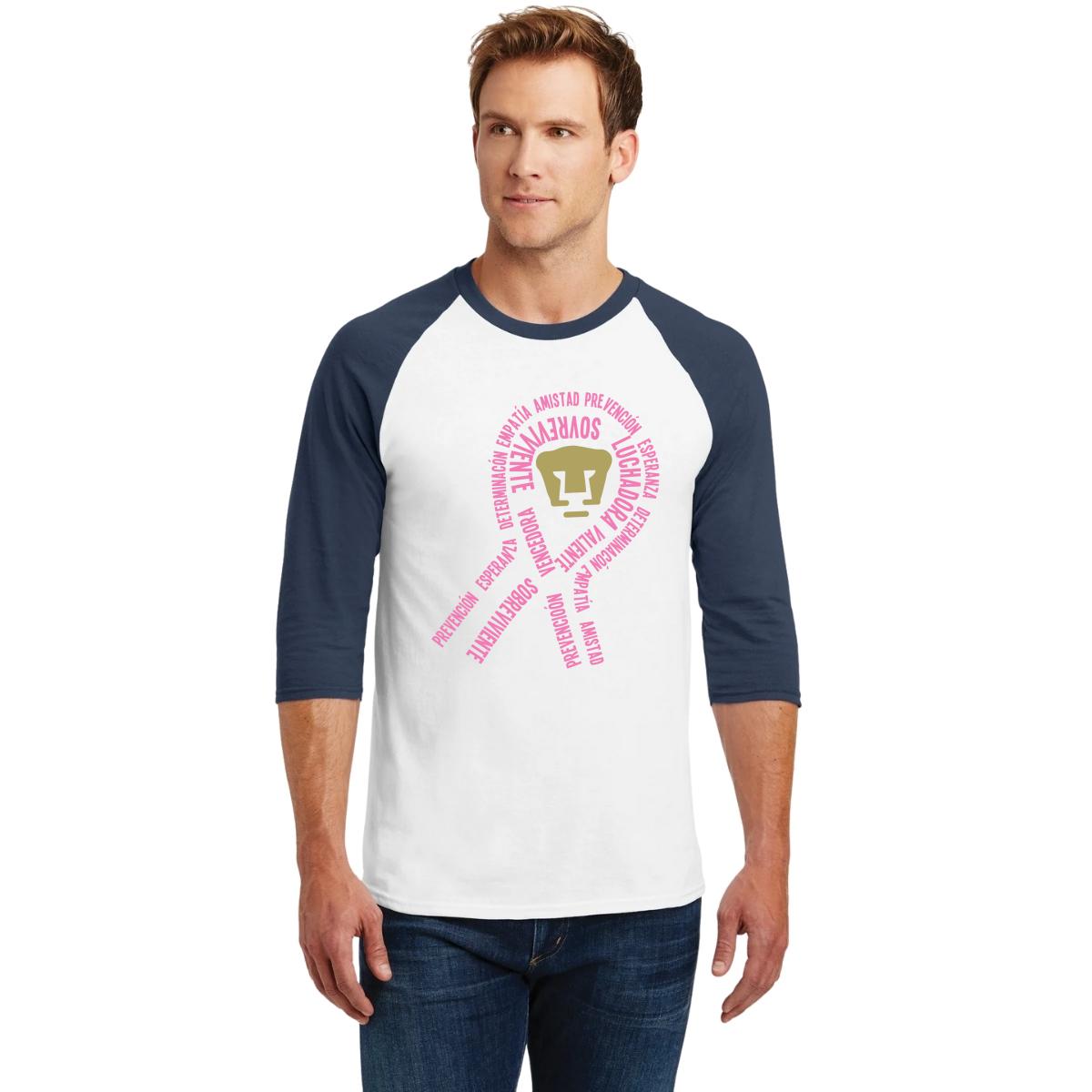 Playera Raglán Manga 3/4 Hombre Pumas UNAM Cáncer Mama Lazo 2
