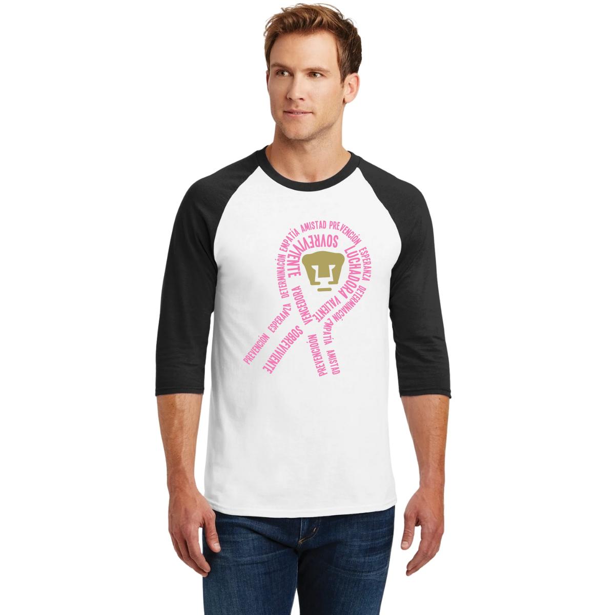 Playera Raglán Manga 3/4 Hombre Pumas UNAM Cáncer Mama Lazo 2