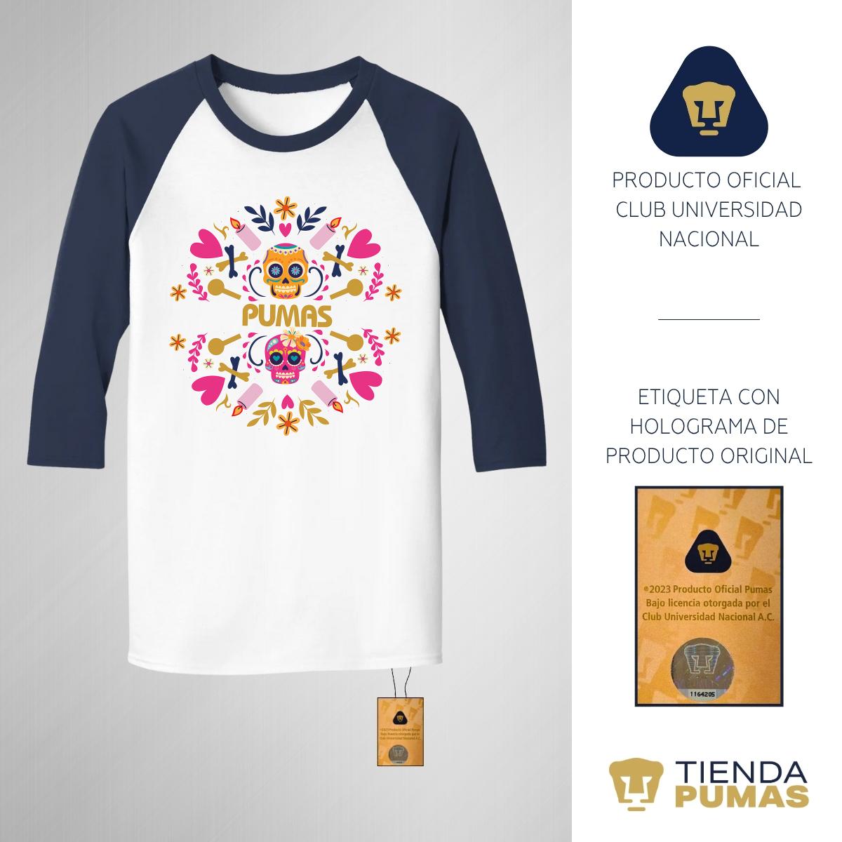 Playera Raglán Manga 3/4 Hombre Pumas UNAM Calaveritas