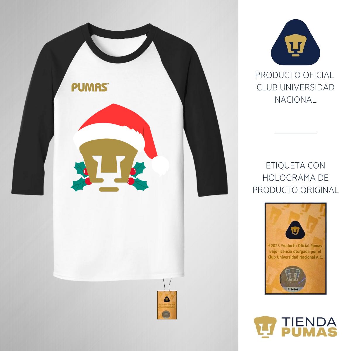 Playera Raglán Manga 3/4 Hombre Pumas UNAM Especial Navidad