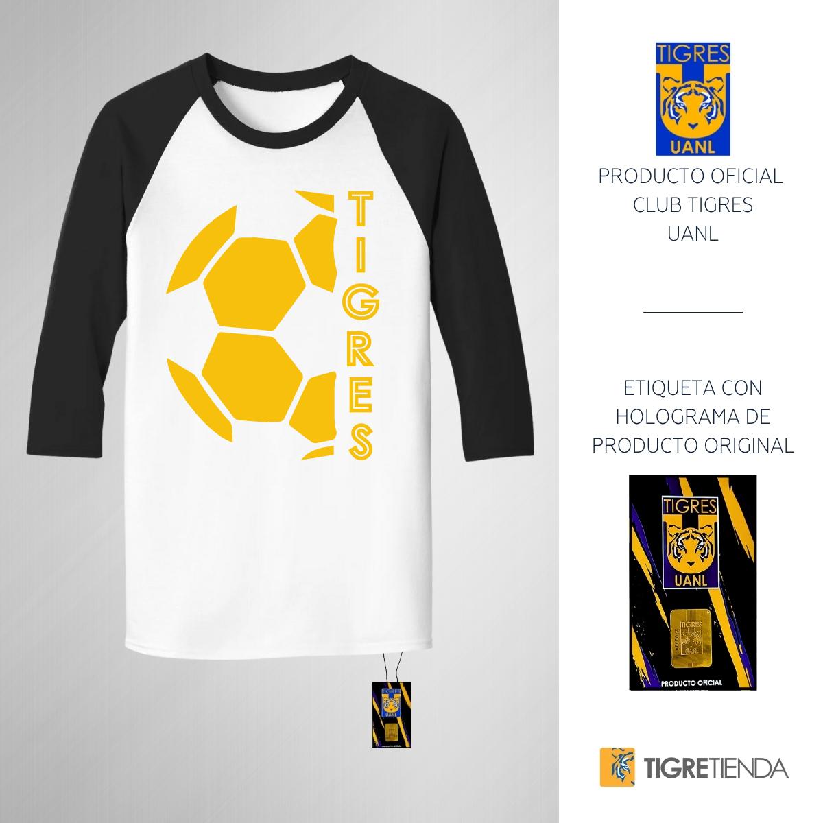 Playera Raglán Manga 3/4 Hombre Tigres UANL Medio balón