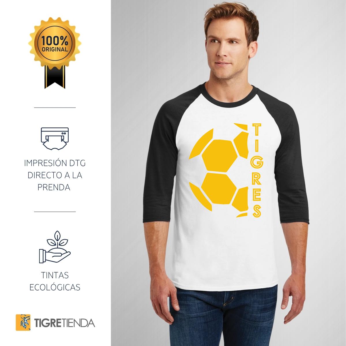 Playera Raglán Manga 3/4 Hombre Tigres UANL Medio balón