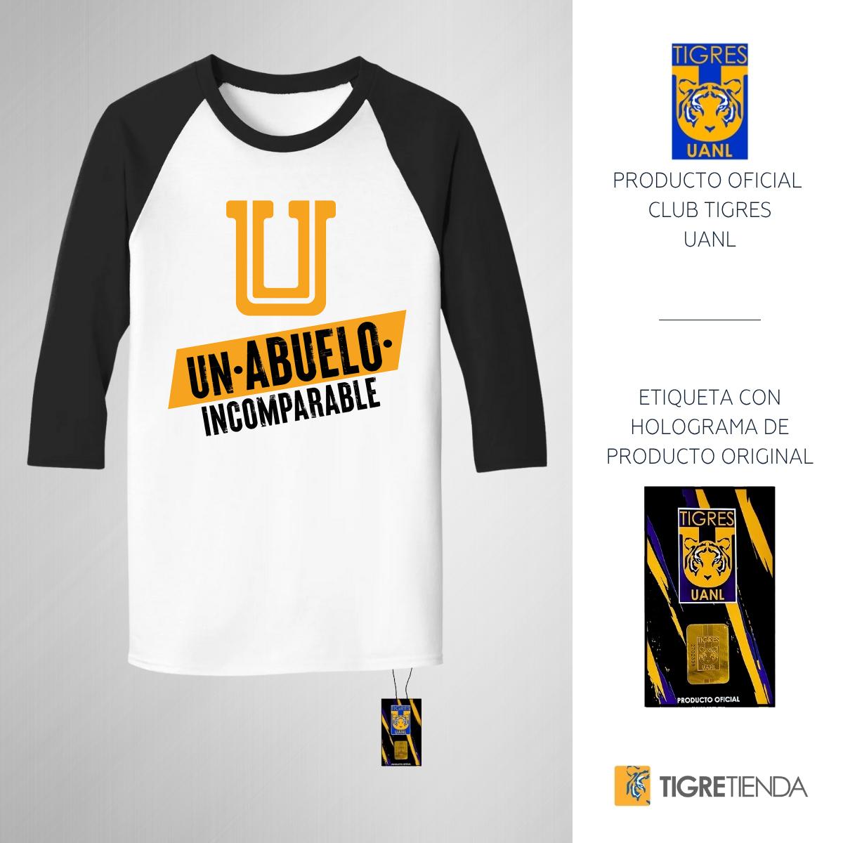 Playera Raglán Manga 3/4 Hombre Tigres UANL Abuelo Incomparable
