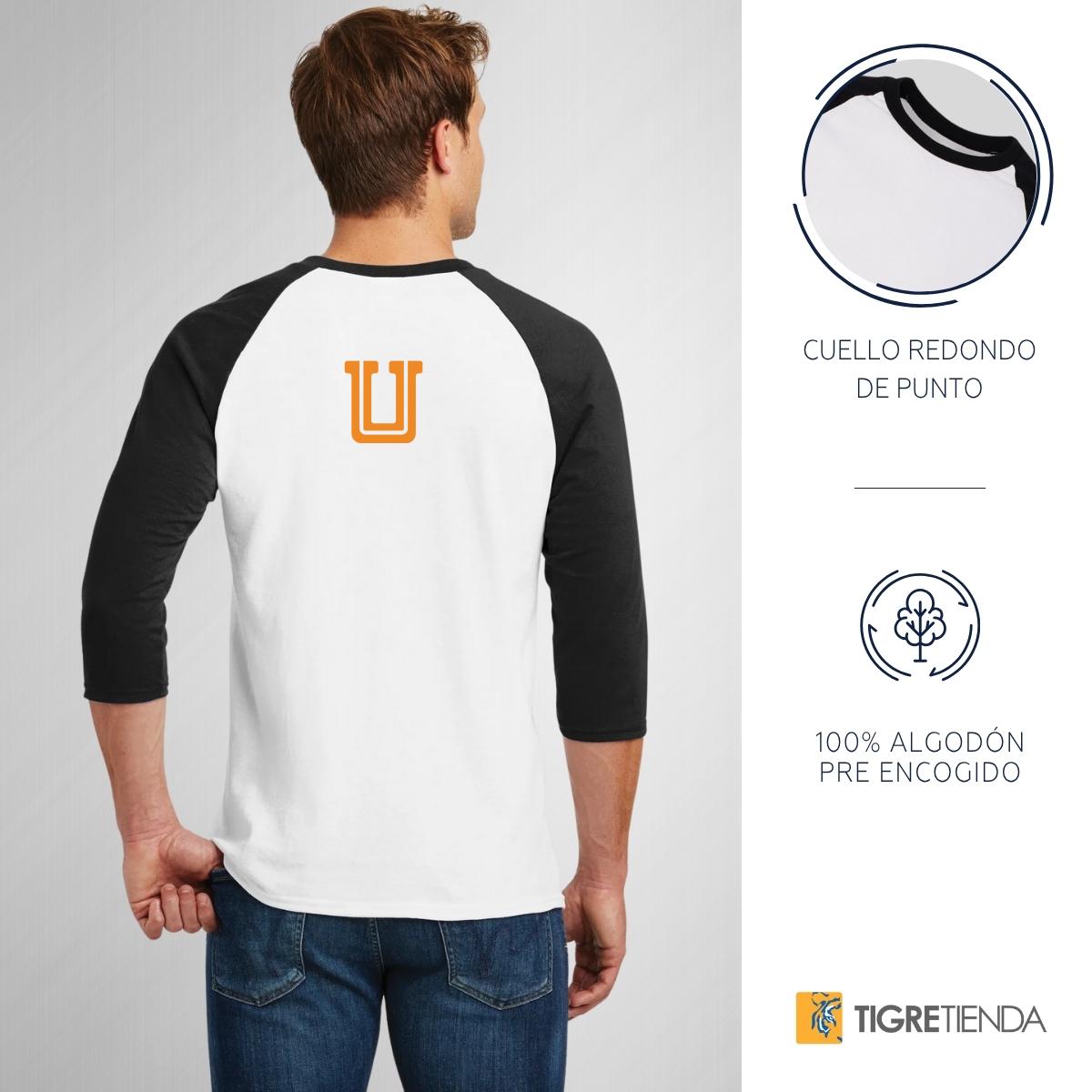 Playera Raglán Manga 3/4 Hombre Tigres UANL Día de Muertos Alebrije