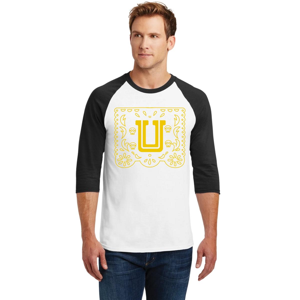 Playera Raglán Manga 3/4 Hombre Tigres UANL Papel picado